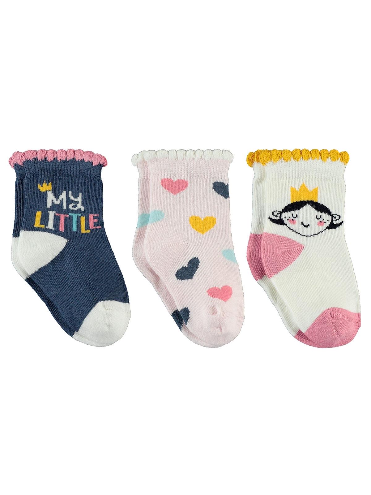 Civil Baby Kız Bebek 3'lü Çorap Set 6-18 Ay Lacivert