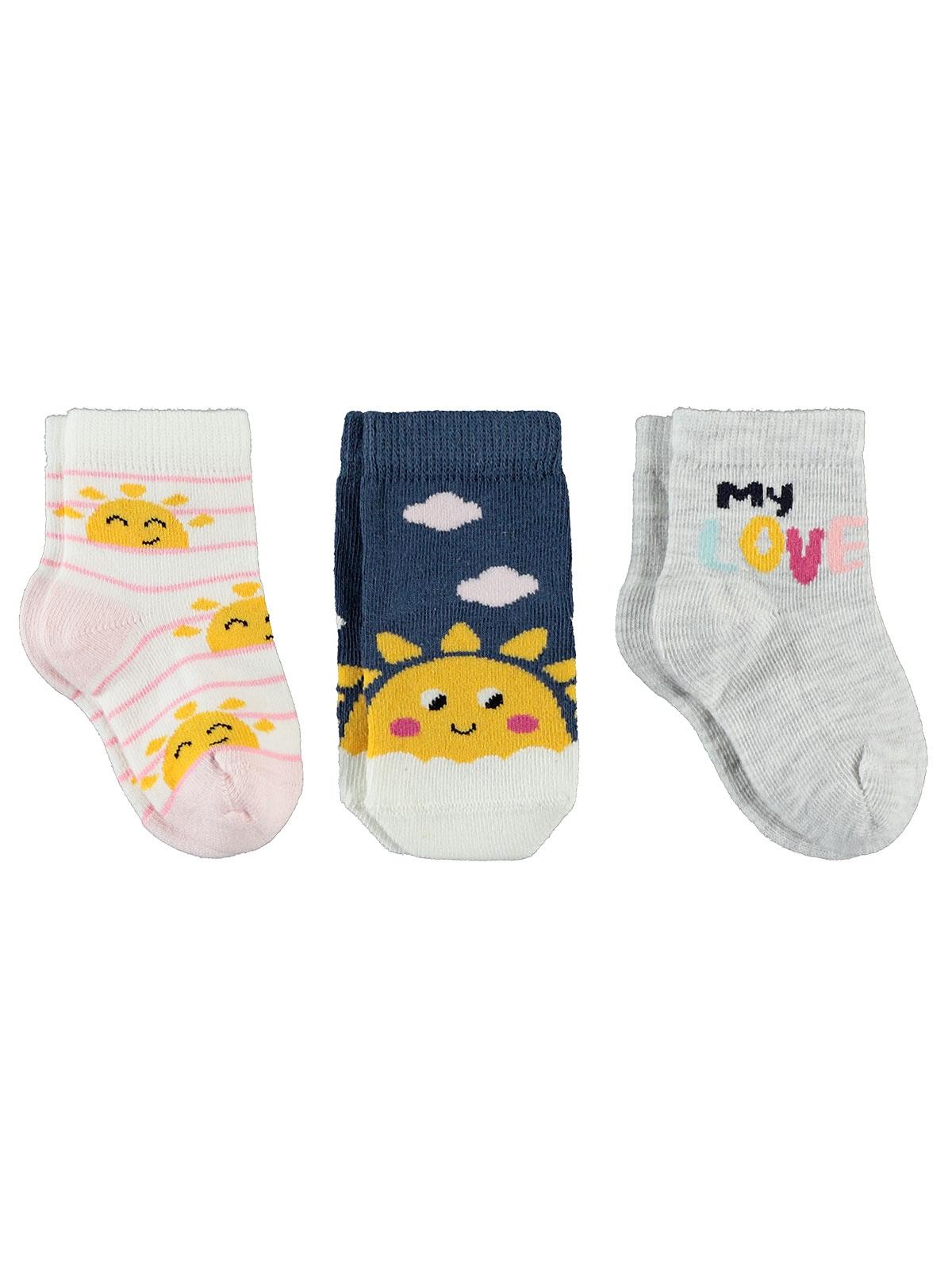 Civil Baby Kız Bebek 3'lü Çorap Set 6-18 Ay Karmelanj
