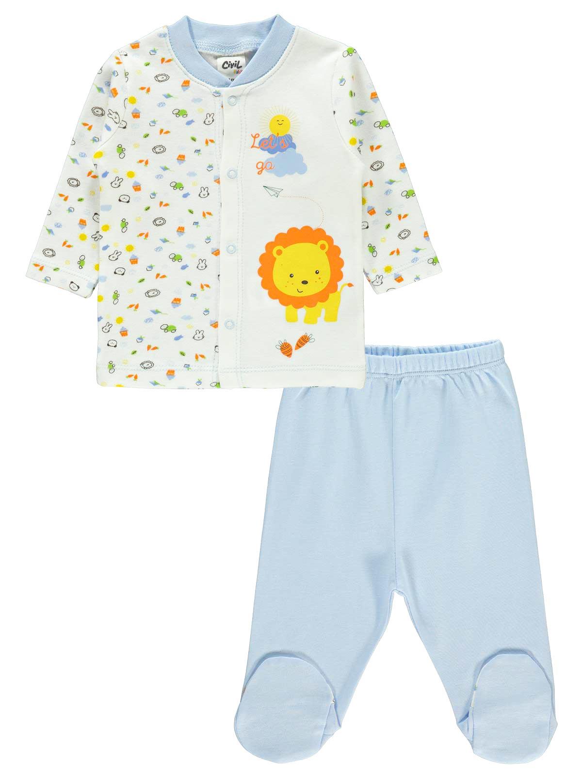 Civil Baby Bebek Patikli Pijama Takımı 1-6 Ay Mavi