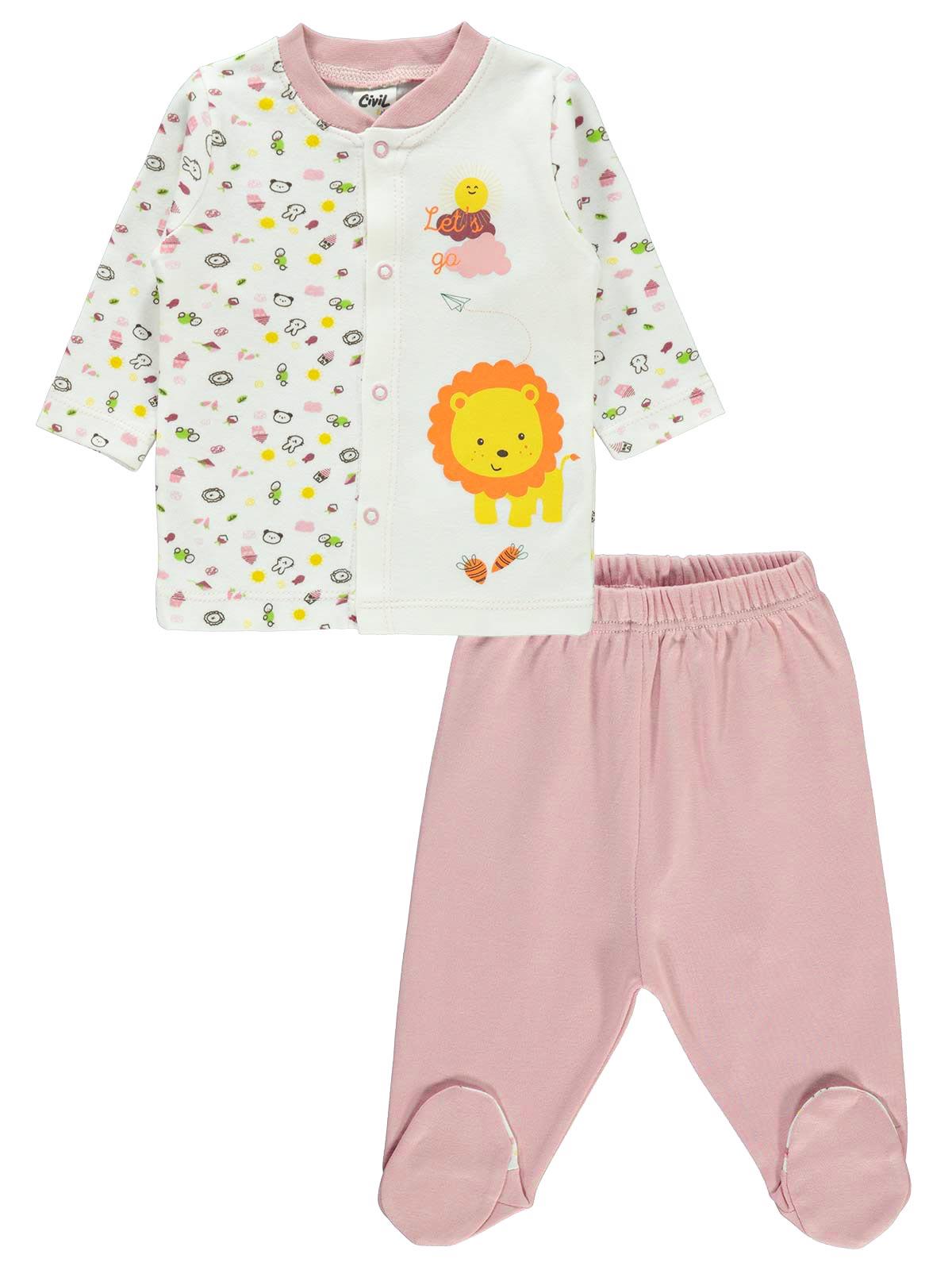 Civil Baby Bebek Patikli Pijama Takımı 1-6 Ay Pudra