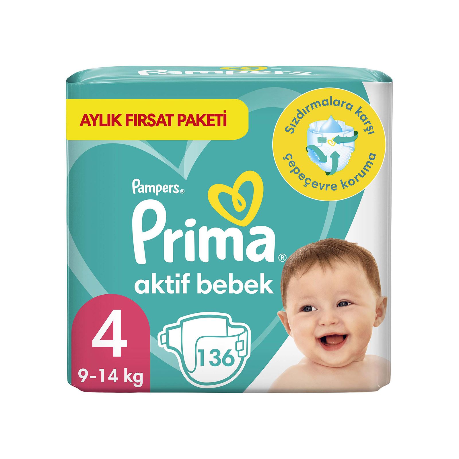 Prima Bebek Bezi Aktif Bebek 4 Beden Maxi 136 Adet Aylık Fırsat Paketi
