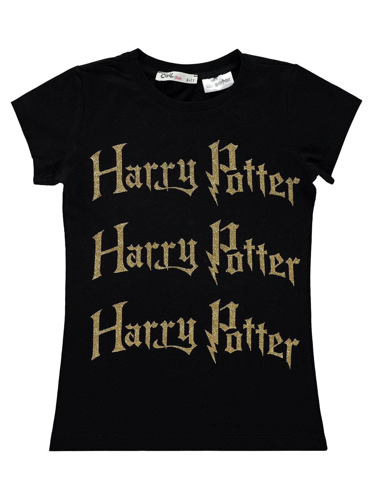 Haryy Potter Kız Çocuk Tişört 6-9 Yaş Siyah