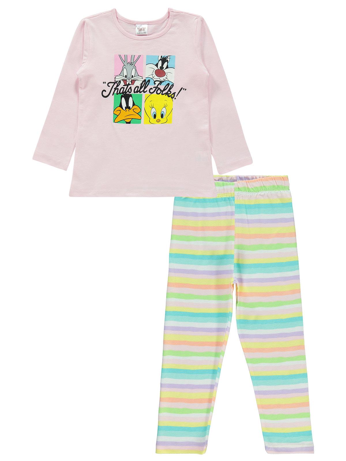 Twetty Kız Çocuk Pijama takımı 3-9 Yaş Pembe