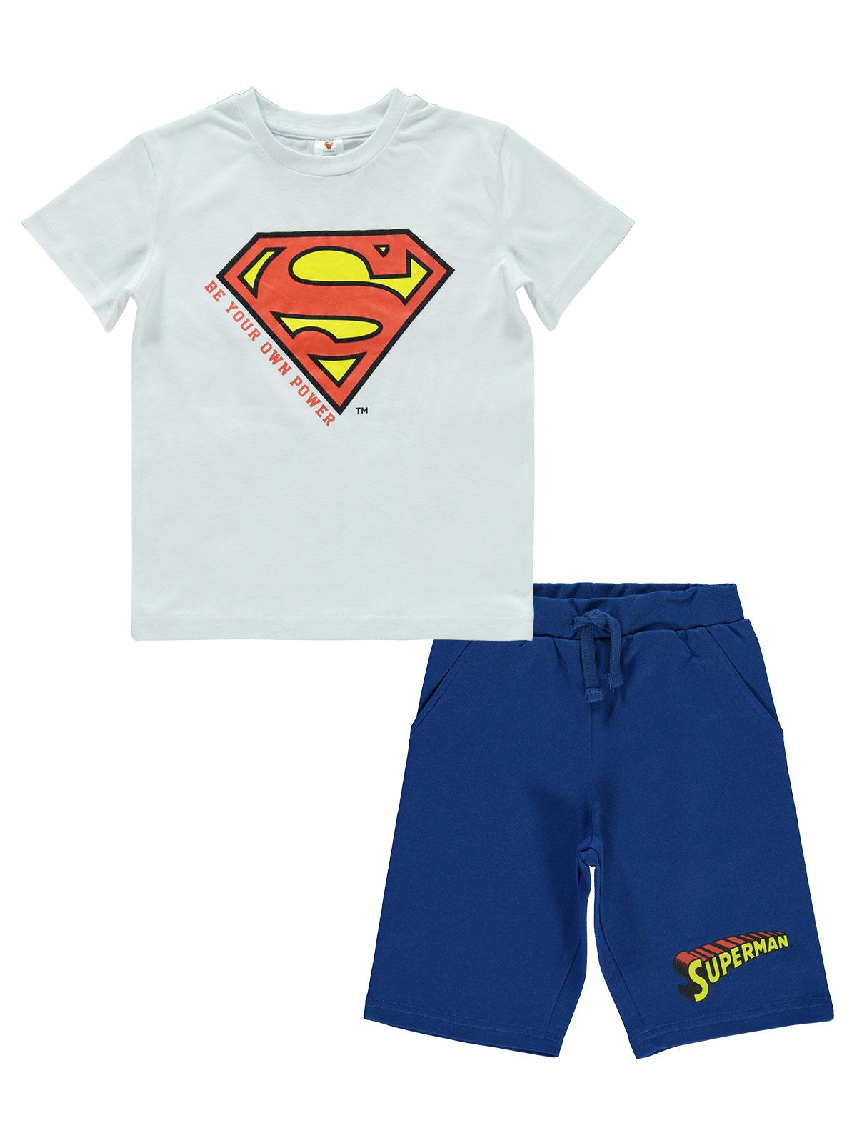 Süperman Erkek Çocuk Takım 3-9 Yaş Beyaz