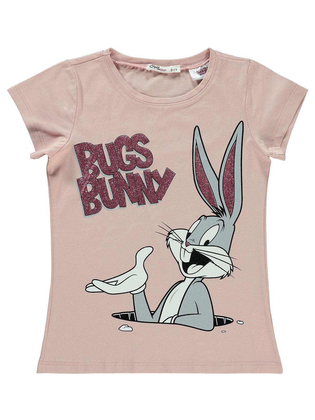 Bugs Bunny Kız Çocuk Tişört 6-9 Yaş Pudra