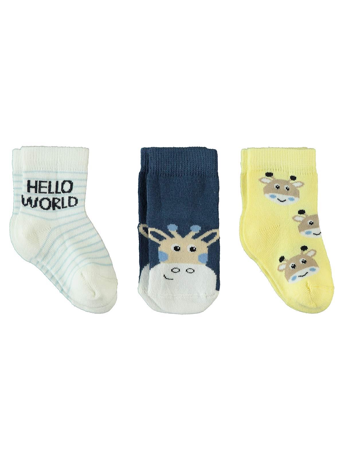 Civil Baby Erkek Bebek 3'lü Çorap Set 6-18 Ay Sarı