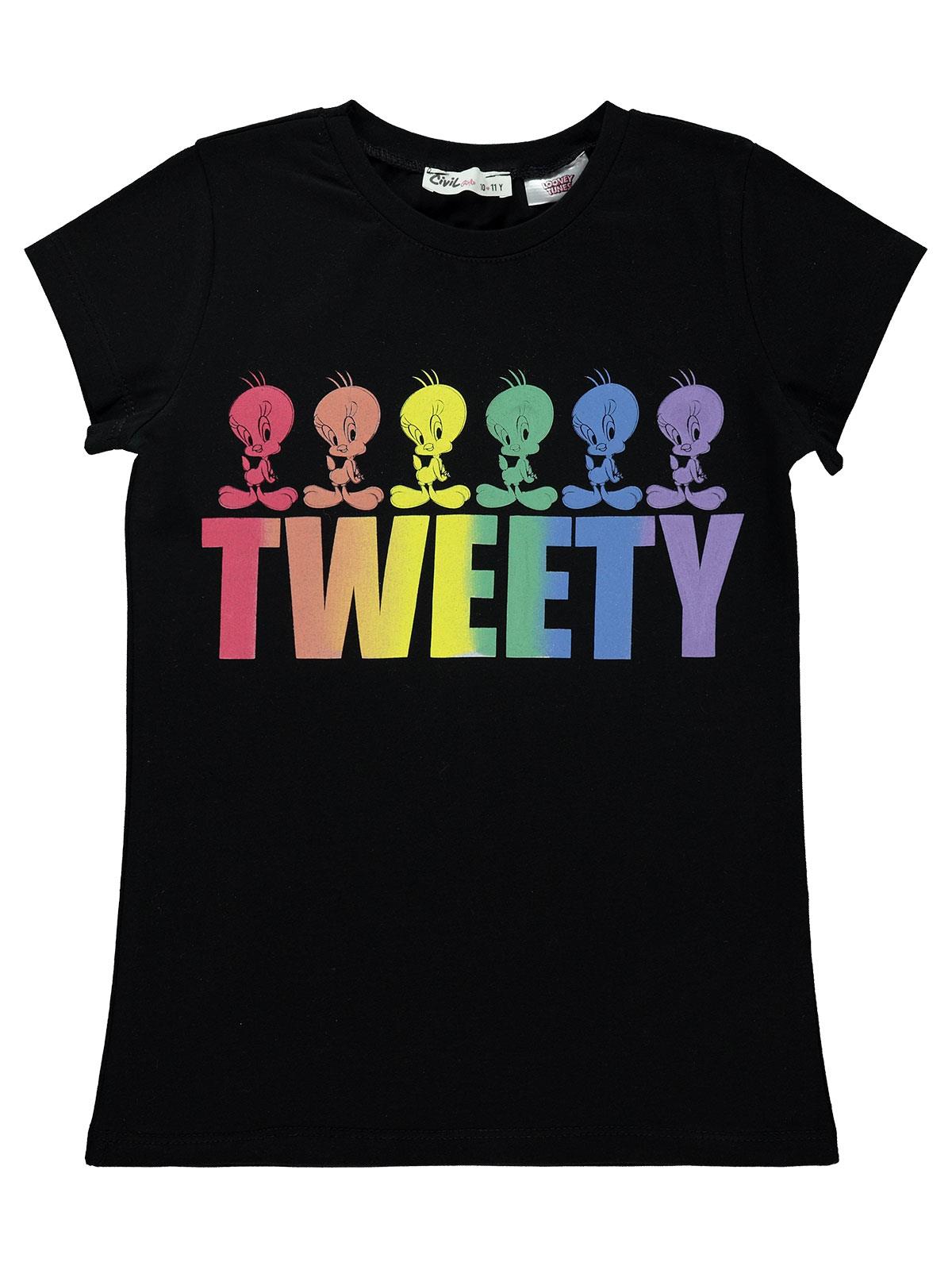 Tweety Kız Çocuk Tişört 10-13 Yaş Siyah