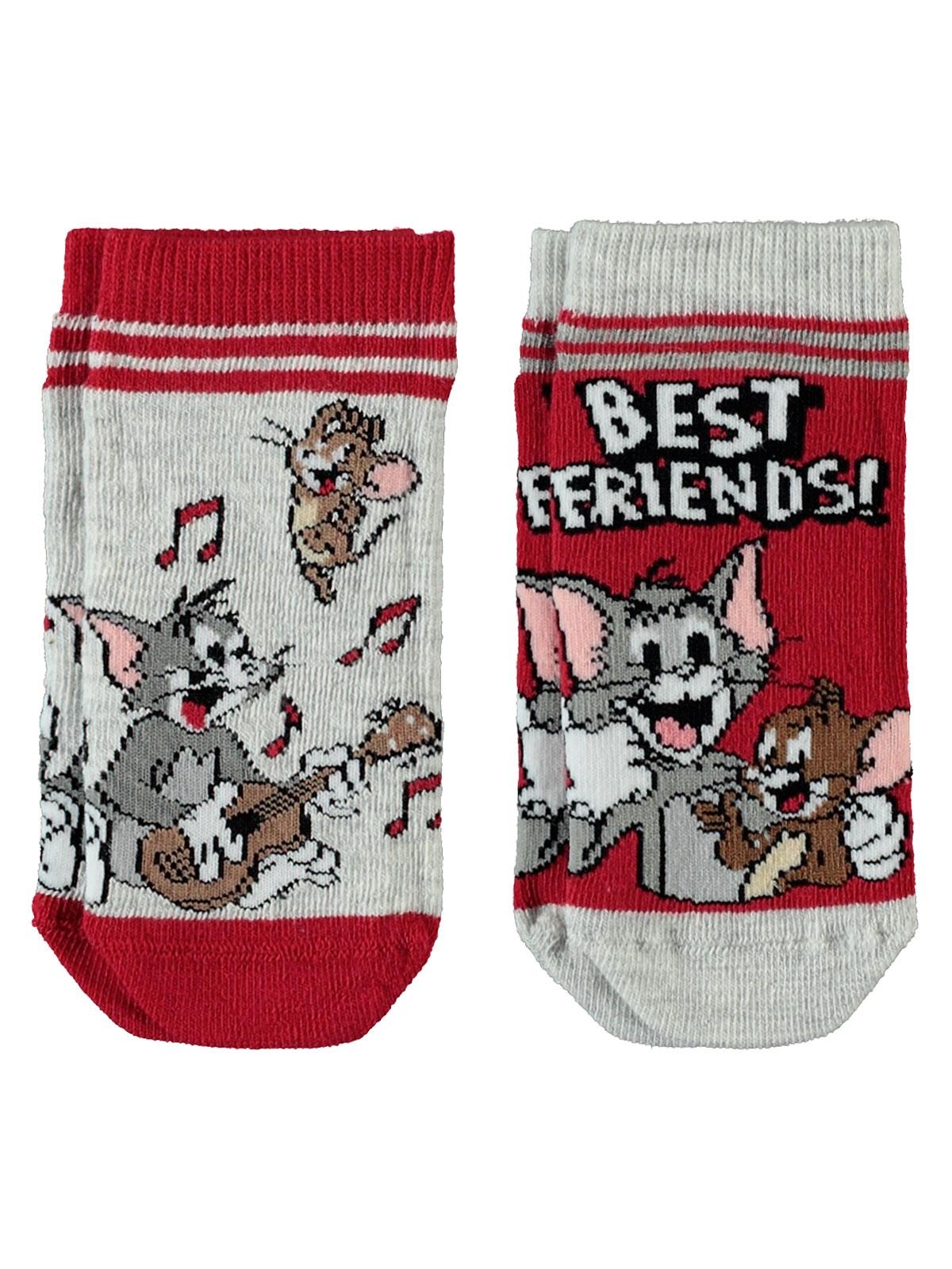 Tom And Jerry Kız Çocuk 2'li Patik Çorap 3-11 Yaş Kırmızı