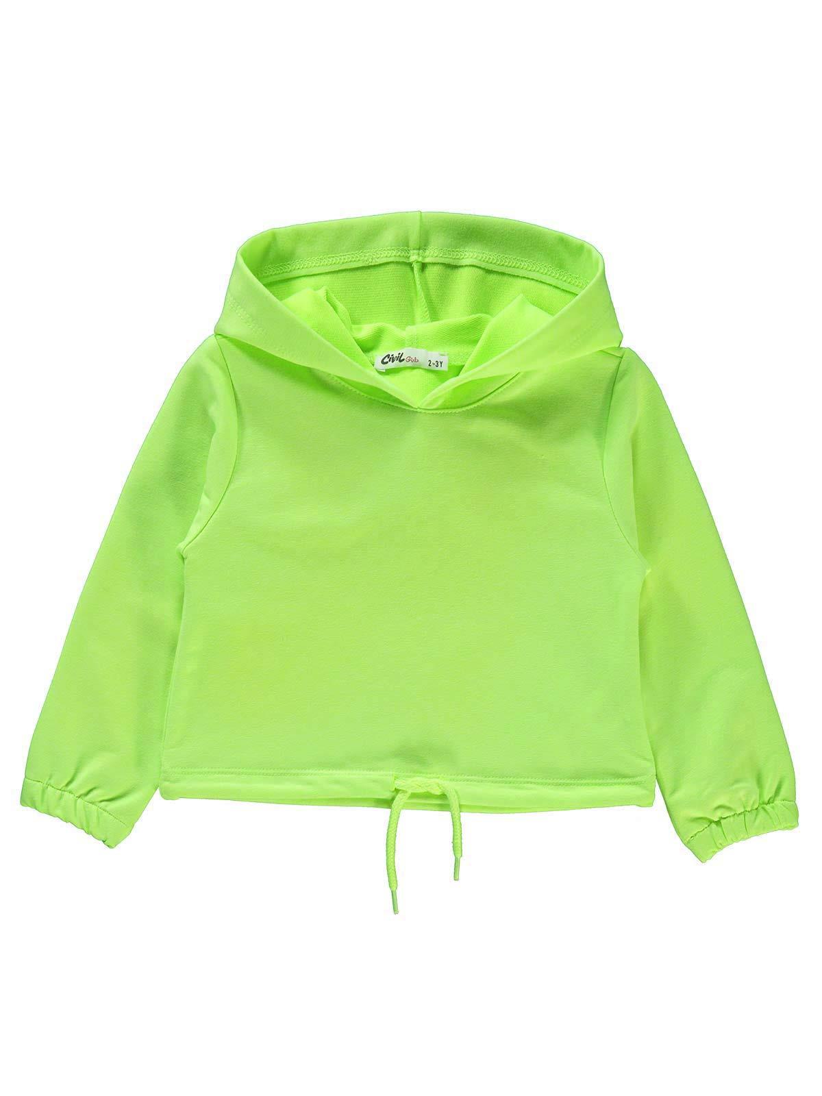 Civil Girls Kız Çocuk Kapüşonlu Sweatshirt 2-5 Yaş Yeşil