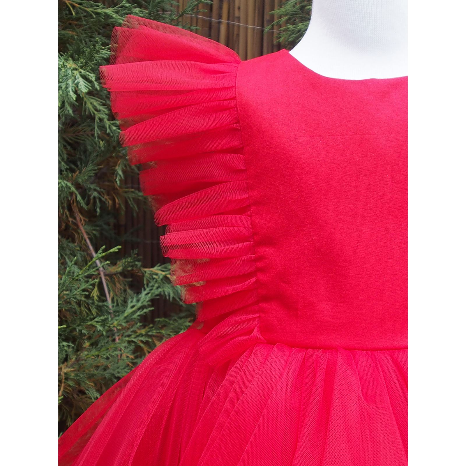 Shecco Babba Tül Detaylı Tütü Elbise Bandana 1-5 Yaş Takım Kırmızı