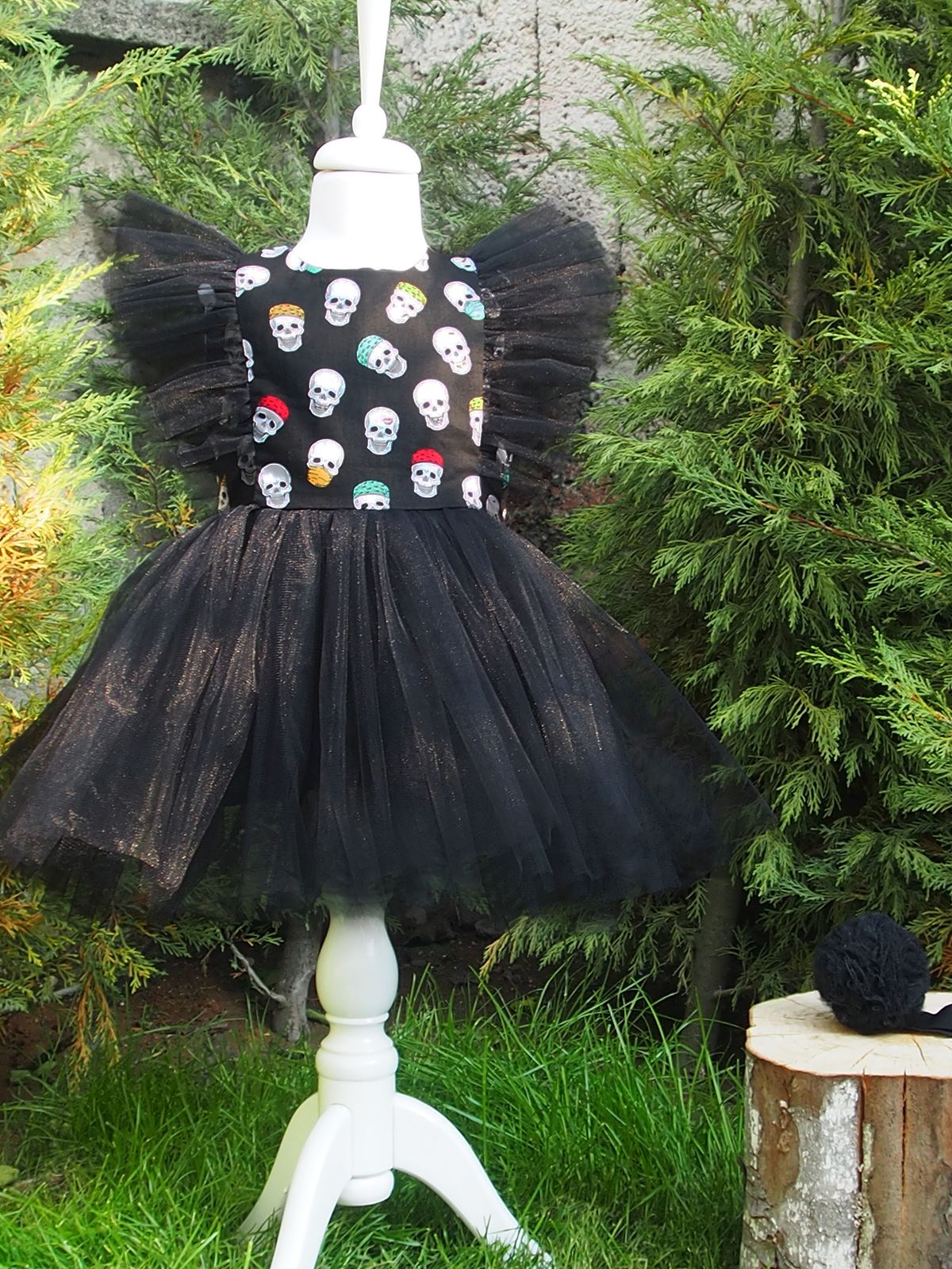 Shecco Babba Tül Detaylı Tütü Elbise Bandana 1-5 Yaş Takım Siyah