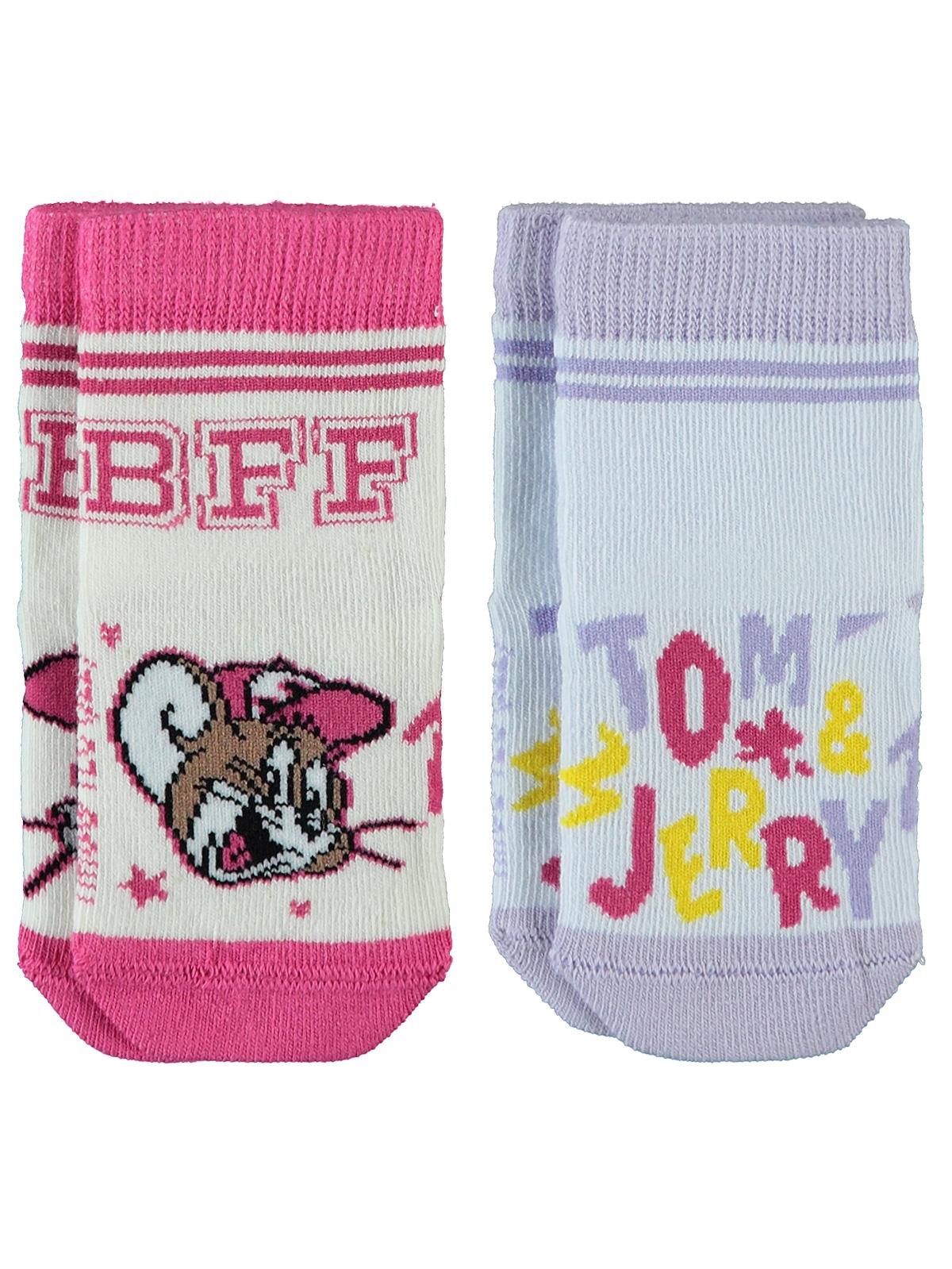 Tom And Jerry Kız Bebek 2'li Çorap Set 0-12 Ay Beyaz