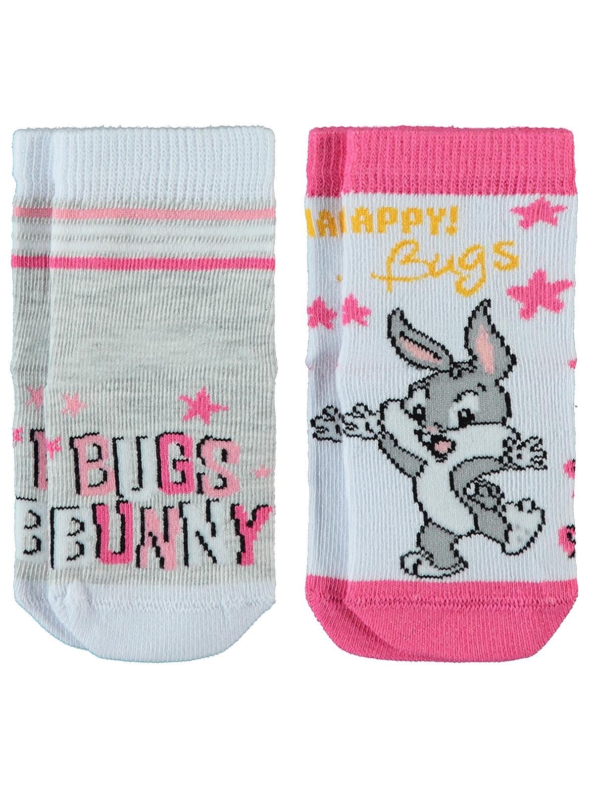 Bugs Bunny Kız Bebek 2'li Çorap Set 0-12 Ay Beyaz
