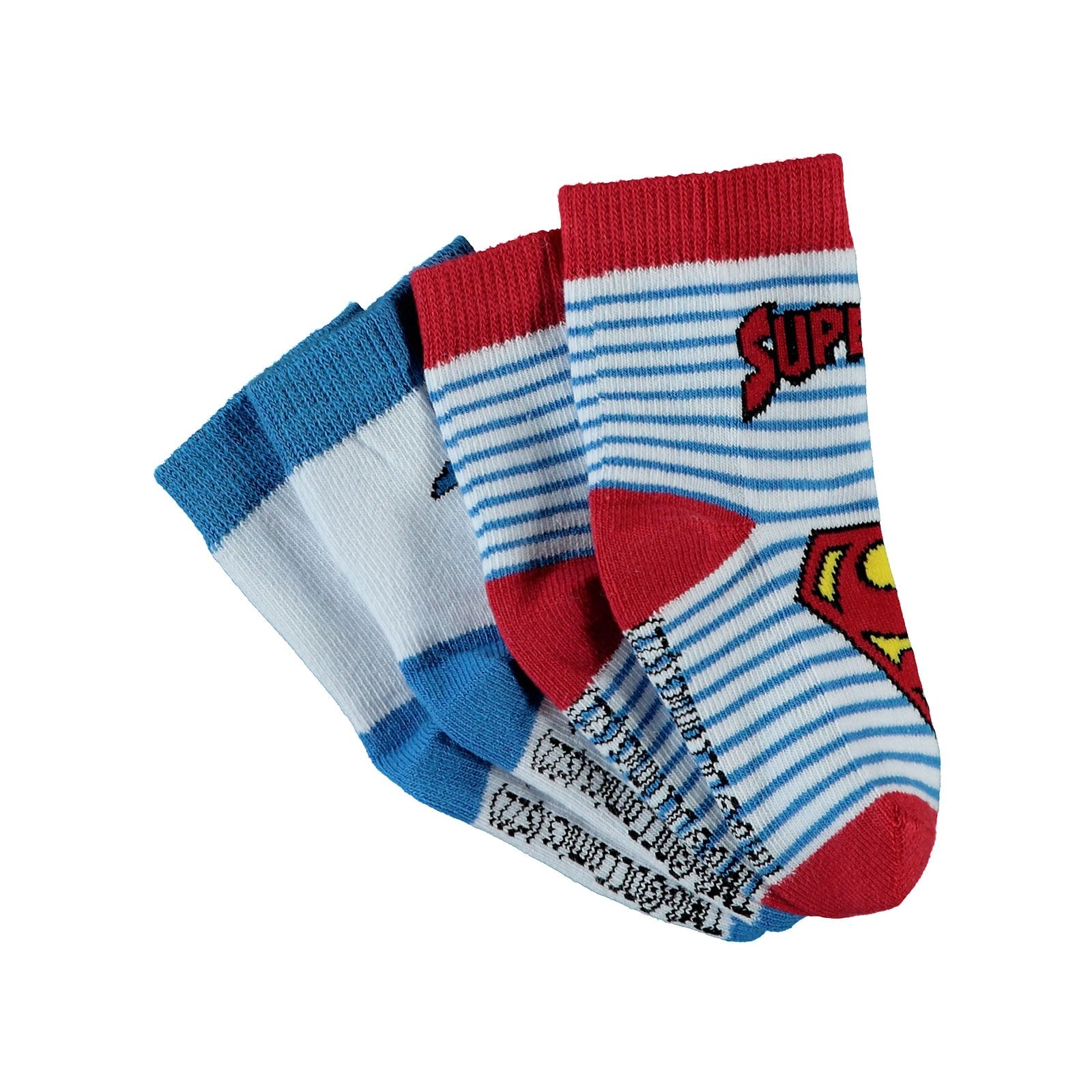 Süperman Erkek Bebek 2'li Çorap Set 0-12 Ay Beyaz