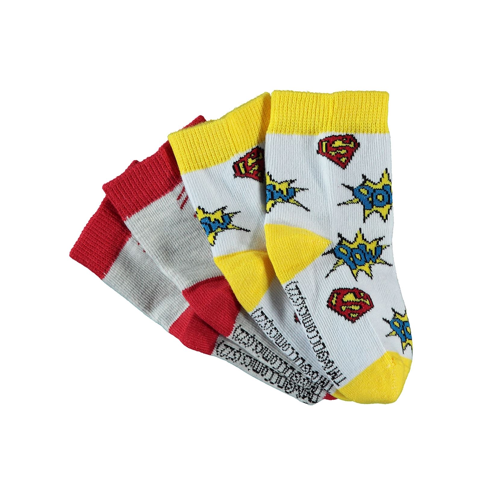 Süperman Erkek Bebek 2'li Çorap Set 0-12 Ay Beyaz