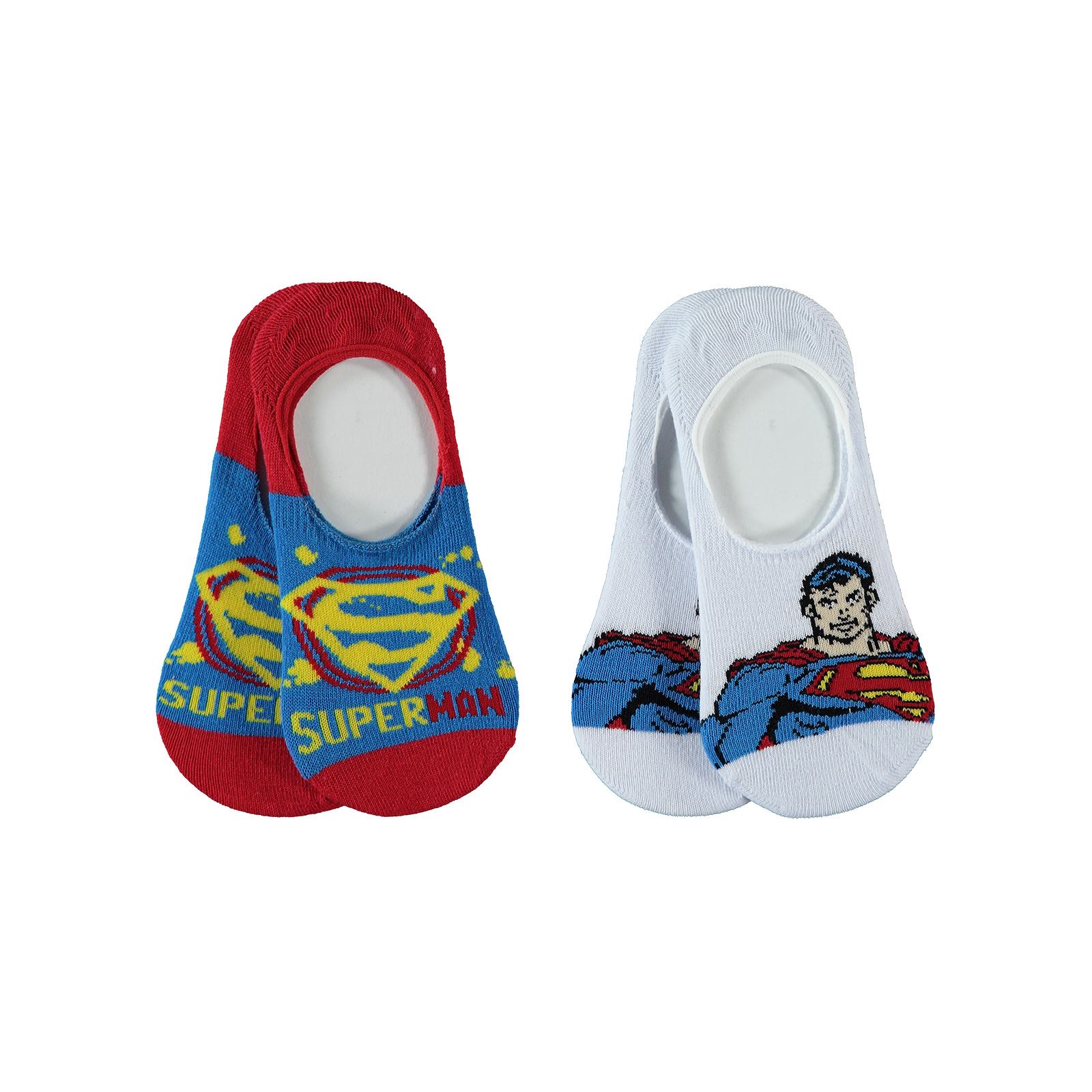 Süperman Erkek Çocuk 2'li Babet Çorap 3-11 Yaş Beyaz