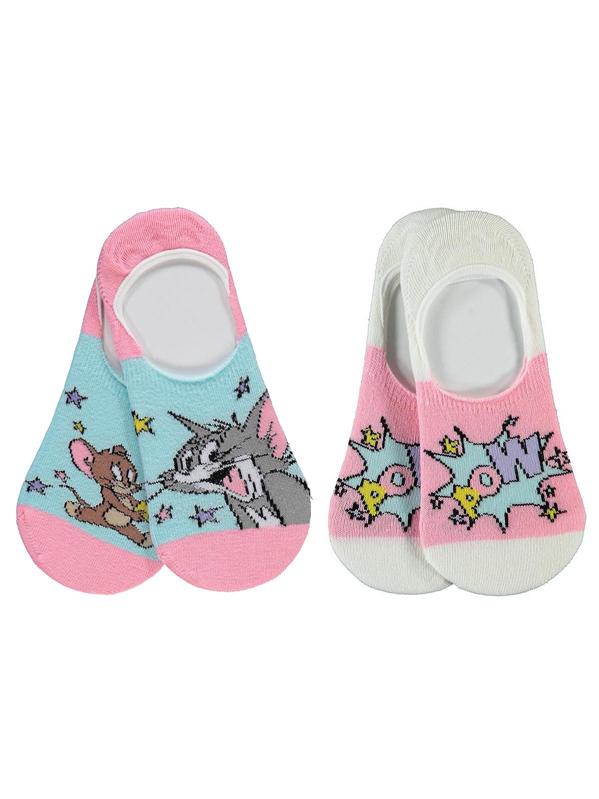Tom And Jerry Kız Çocuk 2'li Babet Çorap 3-11 Yaş Pembe