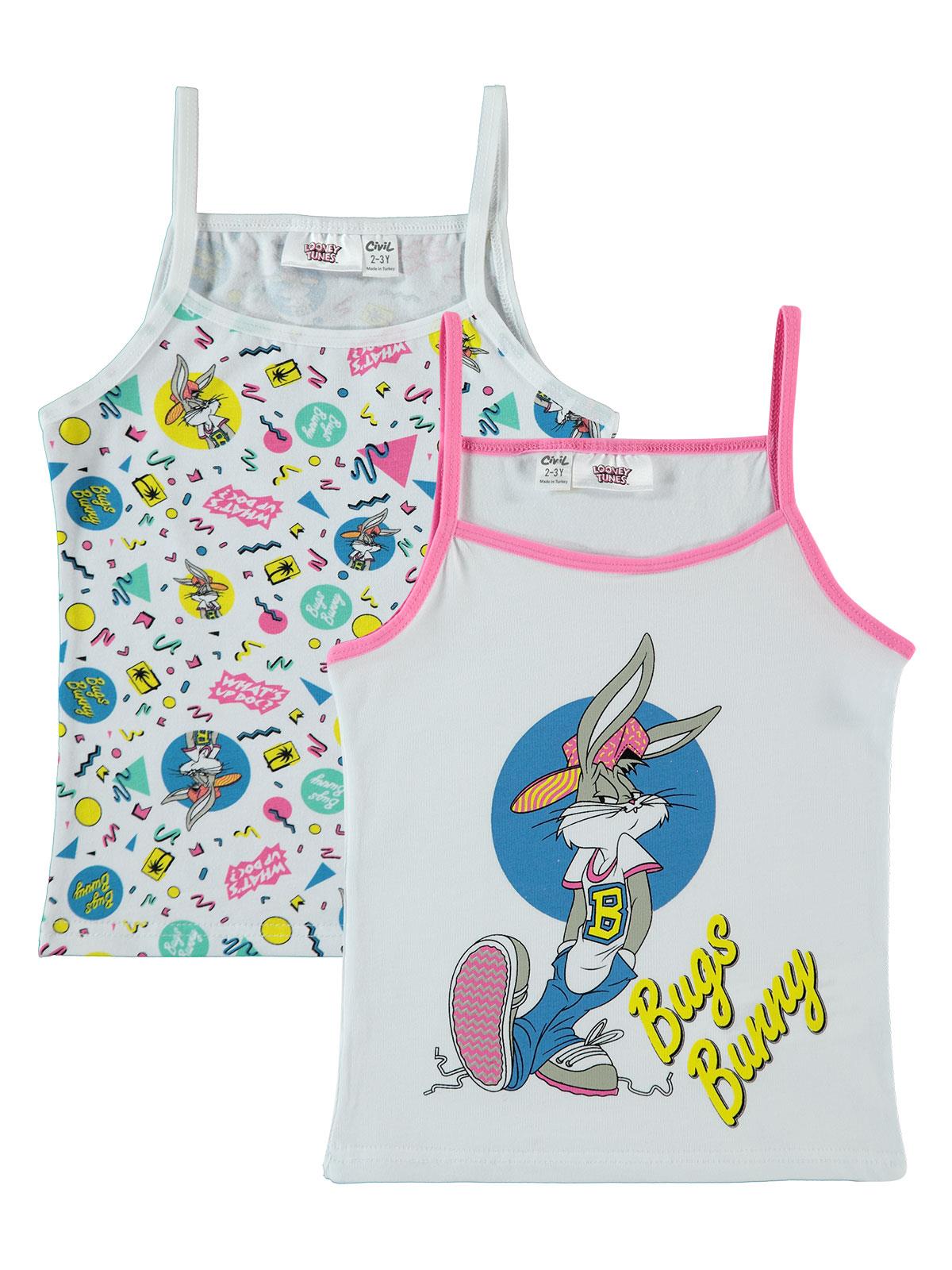 Bugs Bunny Kız Çocuk 2'li Atlet Set 2-10 Yaş Beyaz