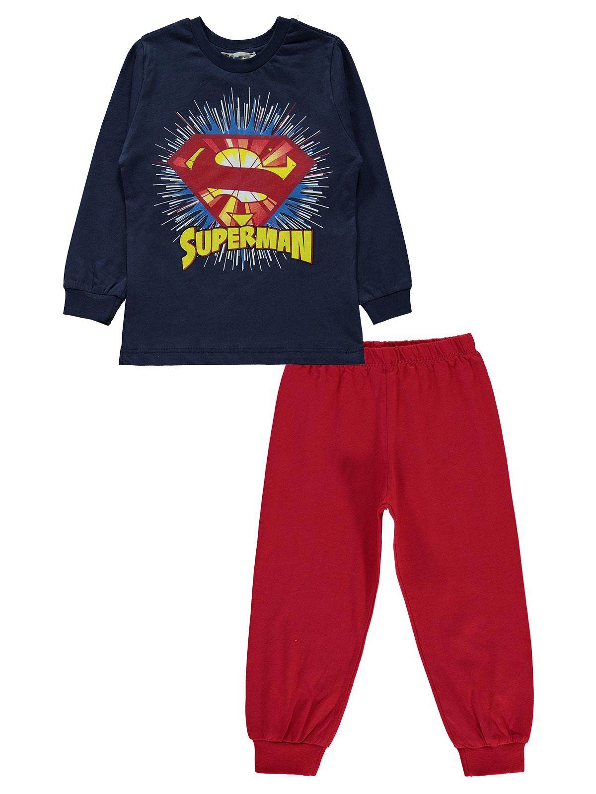 Süperman Erkek Çocuk Pijama Takımı 2-5 Yaş Lacivert
