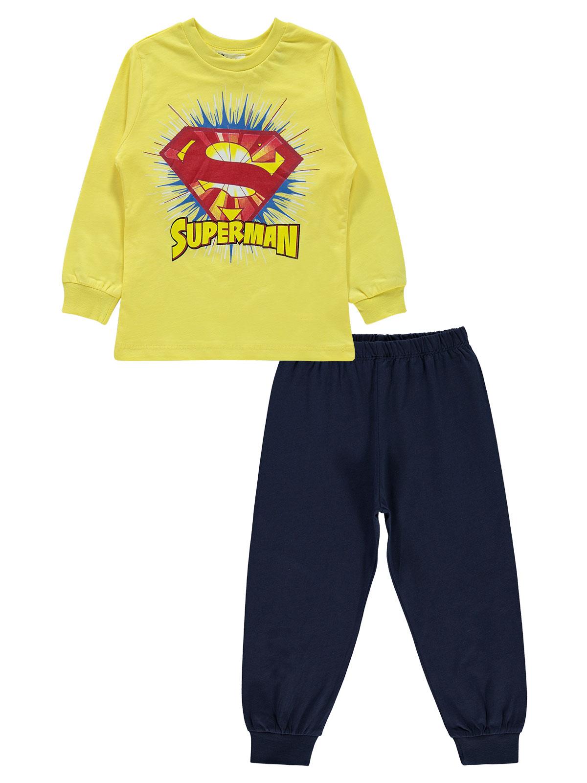 Süperman Erkek Çocuk Pijama Takımı 2-5 Yaş Sarı