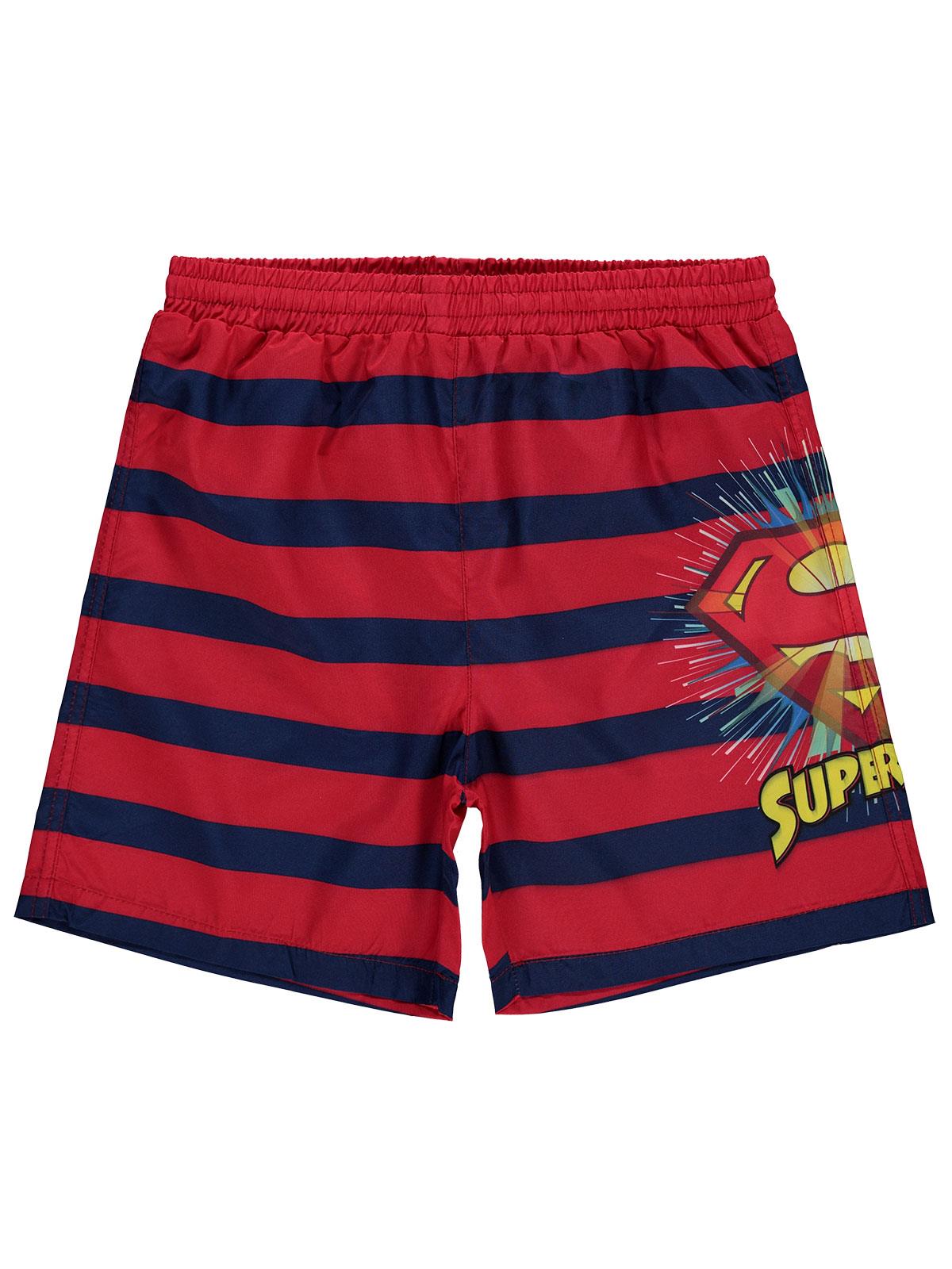 Süperman Erkek Çocuk Deniz Şortu 10-13 Yaş Kırmızı