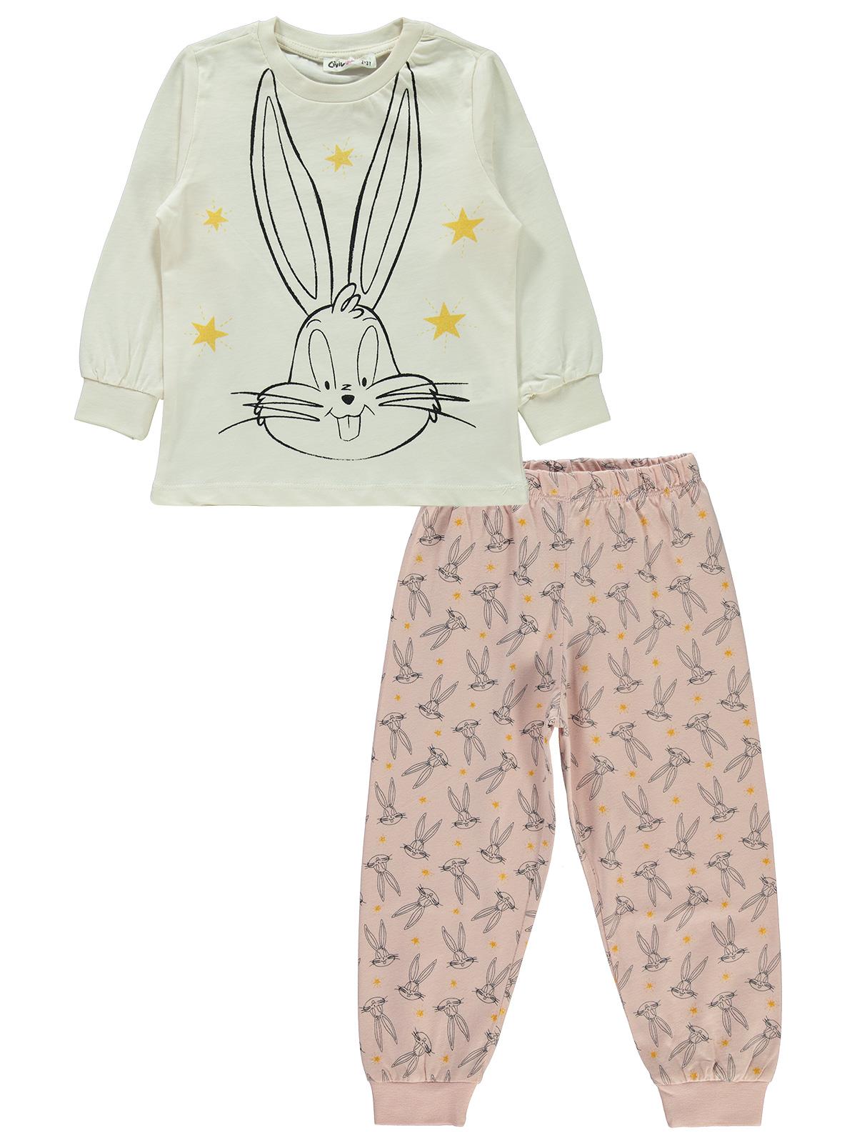 Bugs Bunny Kız Çocuk Pijama Takımı 2-5 Yaş Fil Dişi