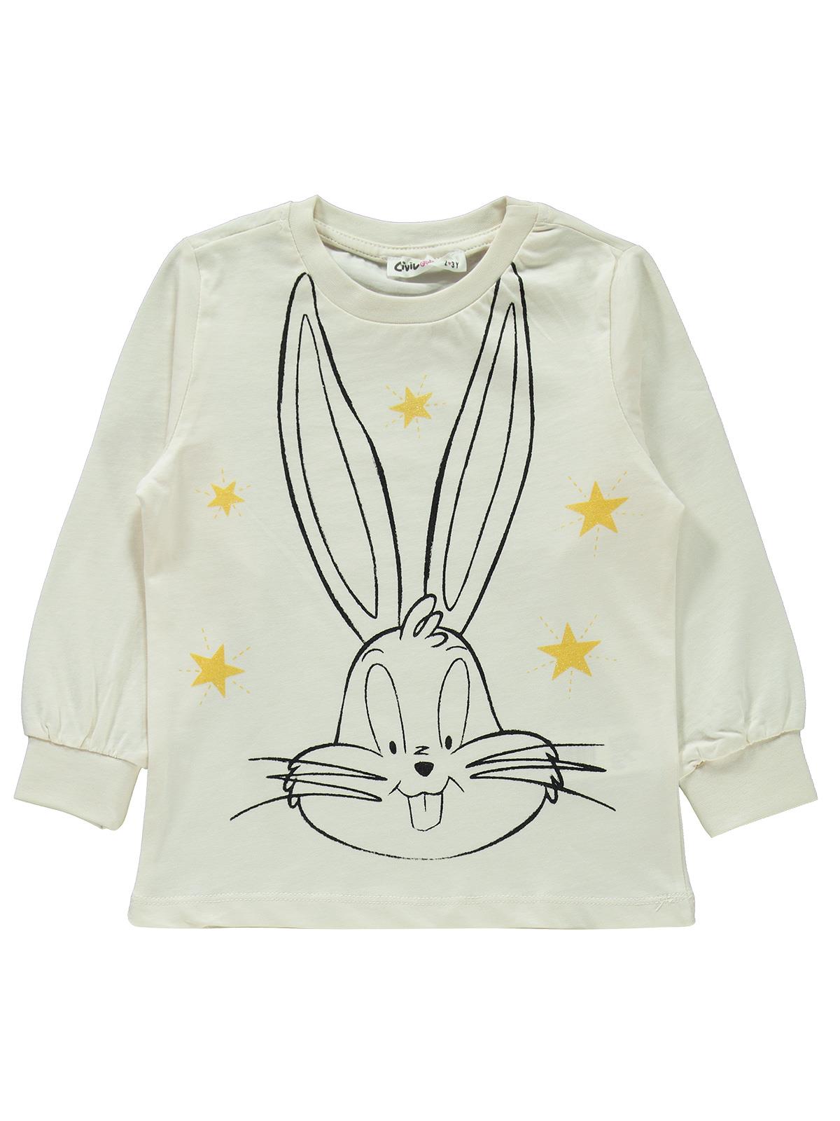 Bugs Bunny Kız Çocuk Pijama Takımı 2-5 Yaş Fil Dişi