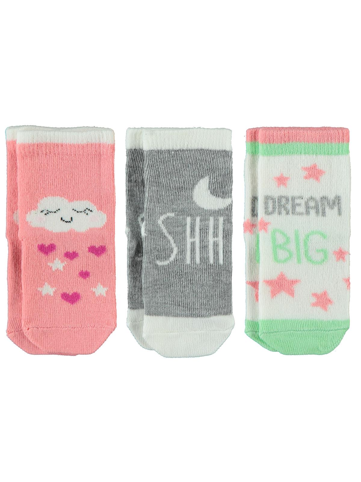 Civil Baby Kız Bebek 3'lü Çorap Set 0-12 Ay Beyaz