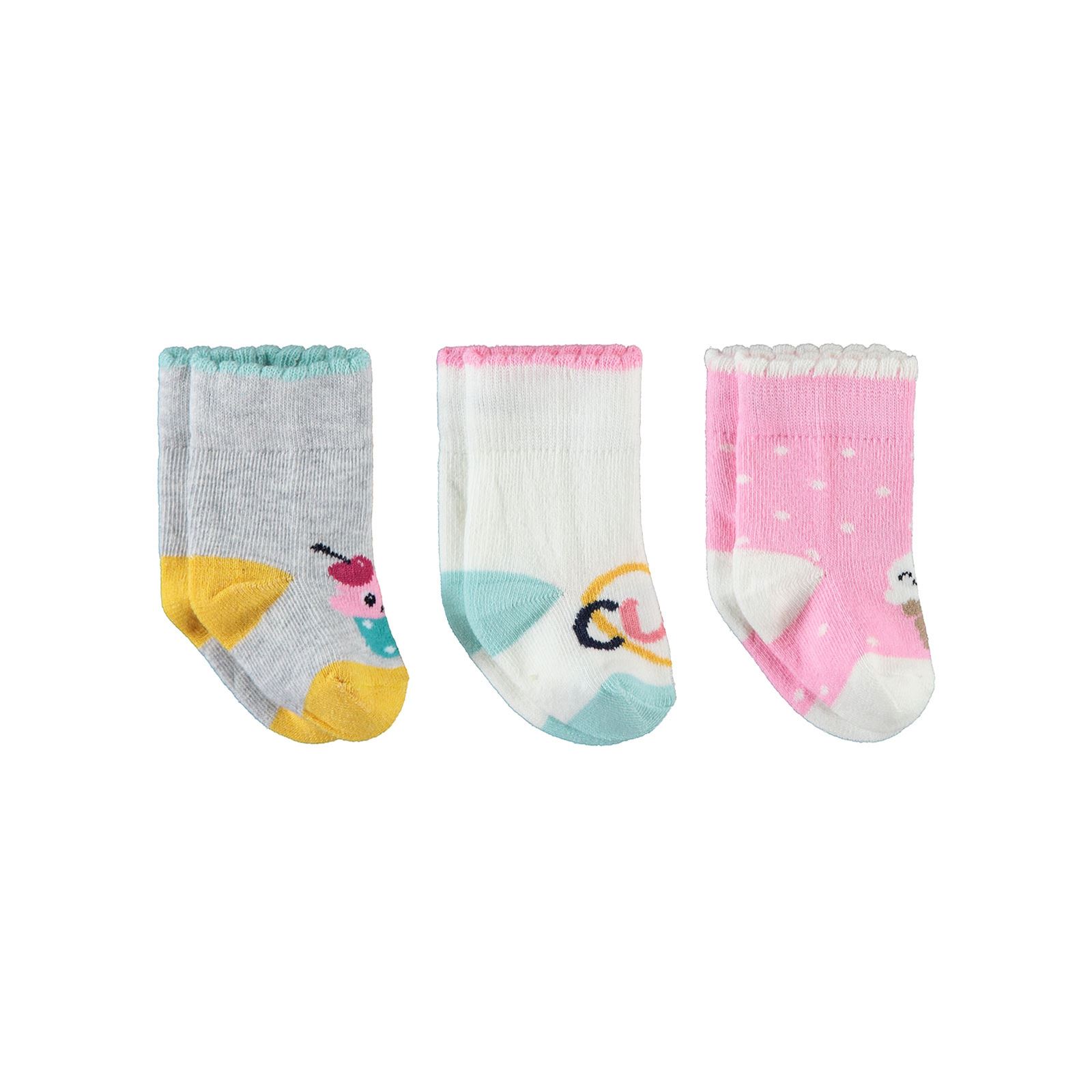 Civil Baby Kız Bebek 3'lü Çorap Set 6-18 Ay Pembe