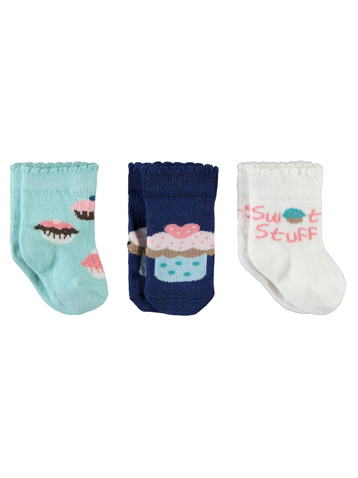 Civil Baby Kız Bebek 3'lü Çorap Set 6-18 Ay Lacivert