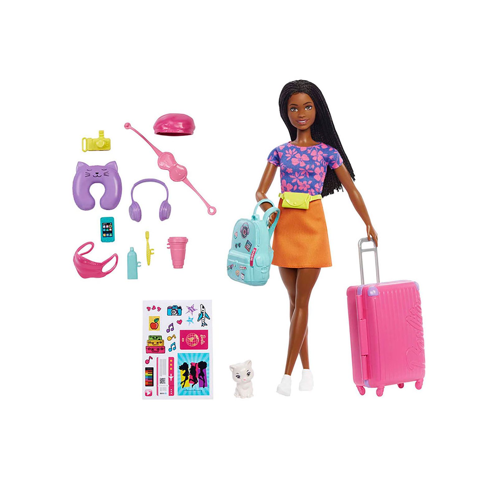 Barbie Brooklyn Seyahatte Bebeği Ve Aksesuarları Mor