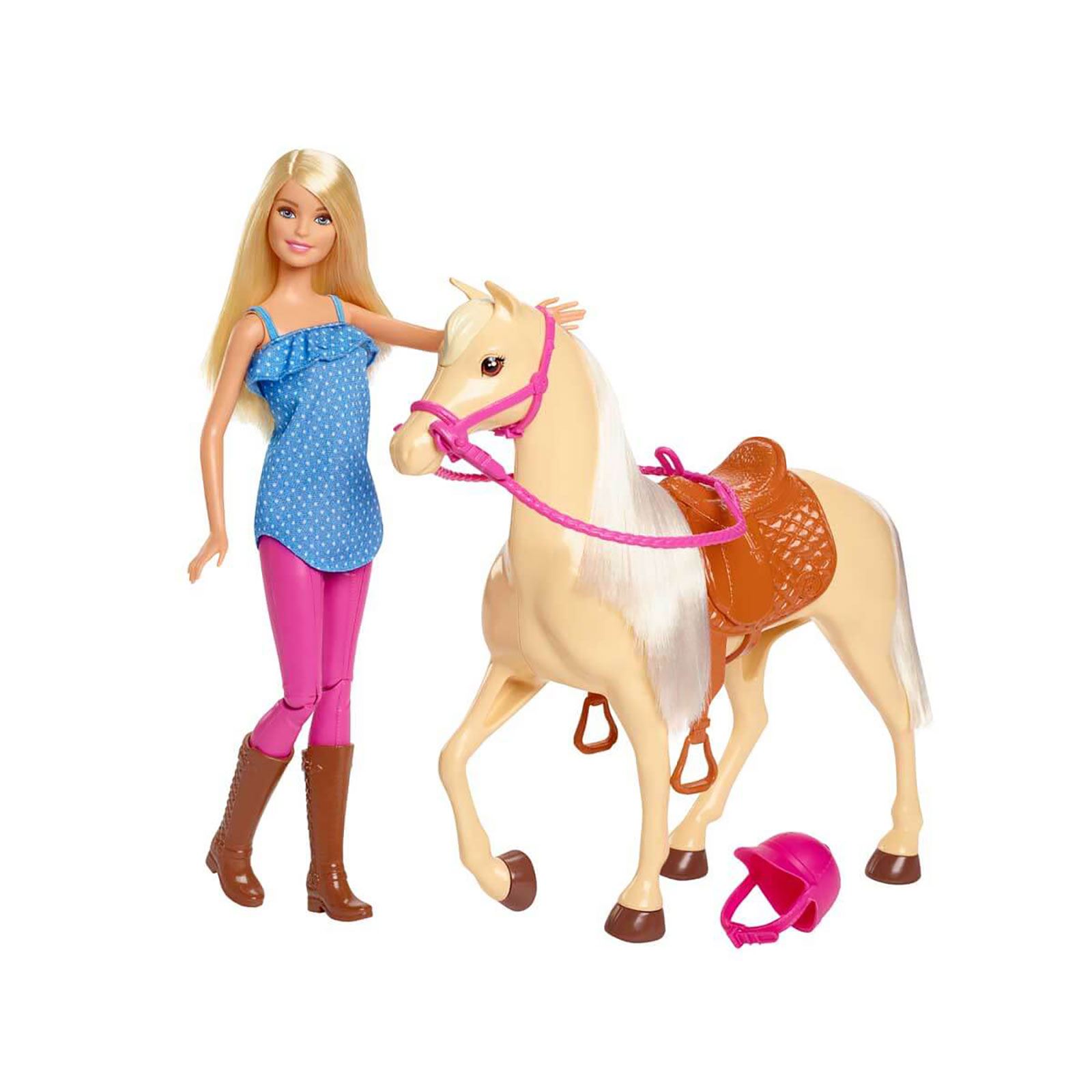 Barbie Bebek ve Güzel Atı Oyun Seti Mavi
