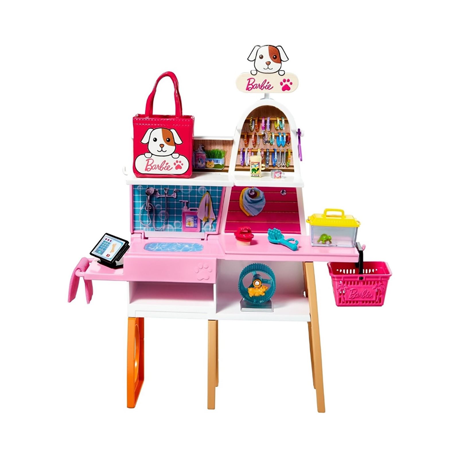 Barbie Bebek ve Evcil Hayvan Dükkanı Oyun Seti GRG90 Pembe