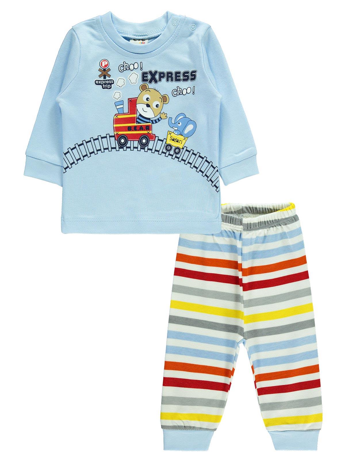 Civil Baby Erkek Bebek Pijama Takımı 1-9 Ay Buz Mavi