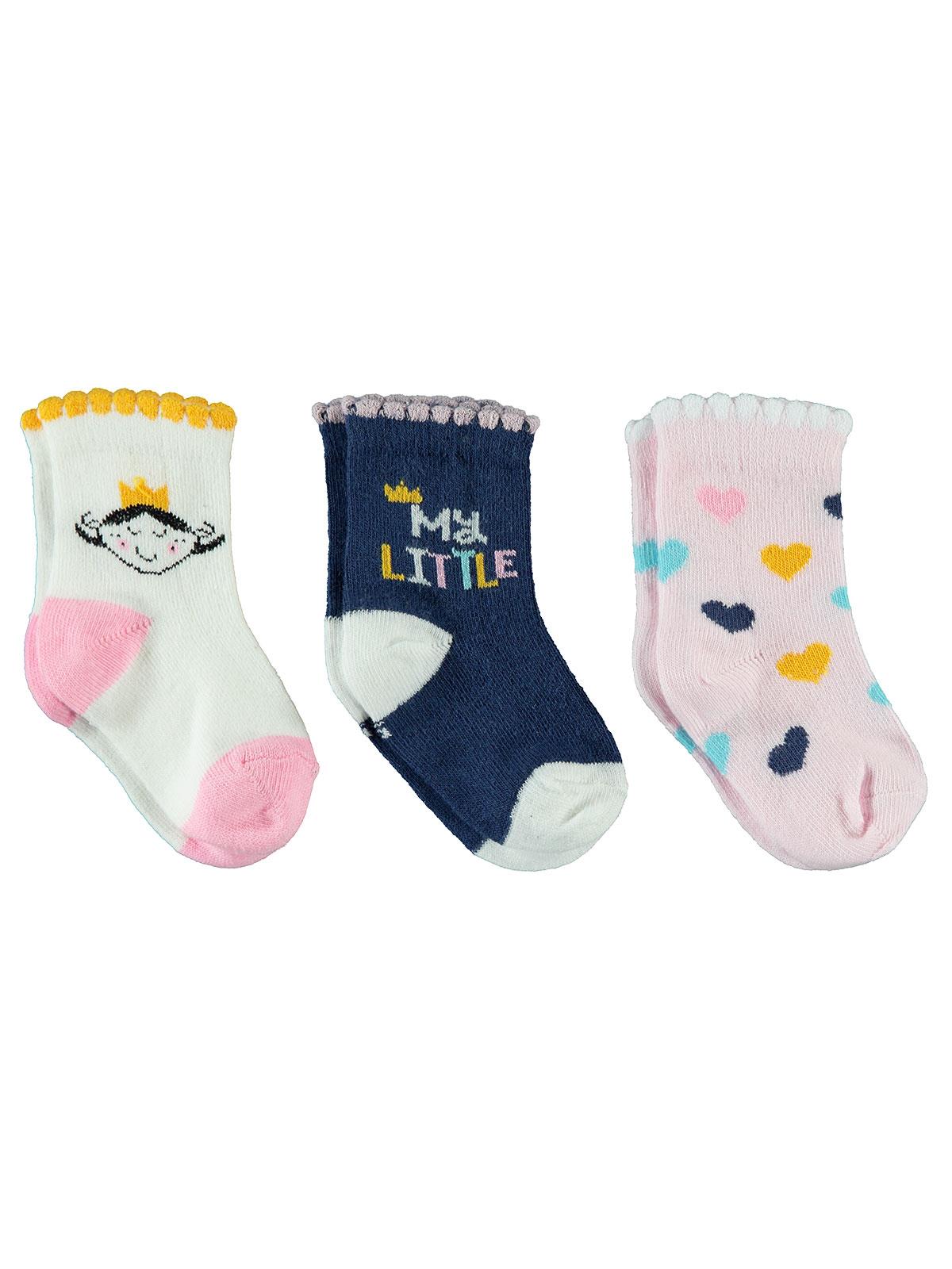 Civil Baby Kız Bebek 3'lü Çorap Set 0-12 Ay Pembe