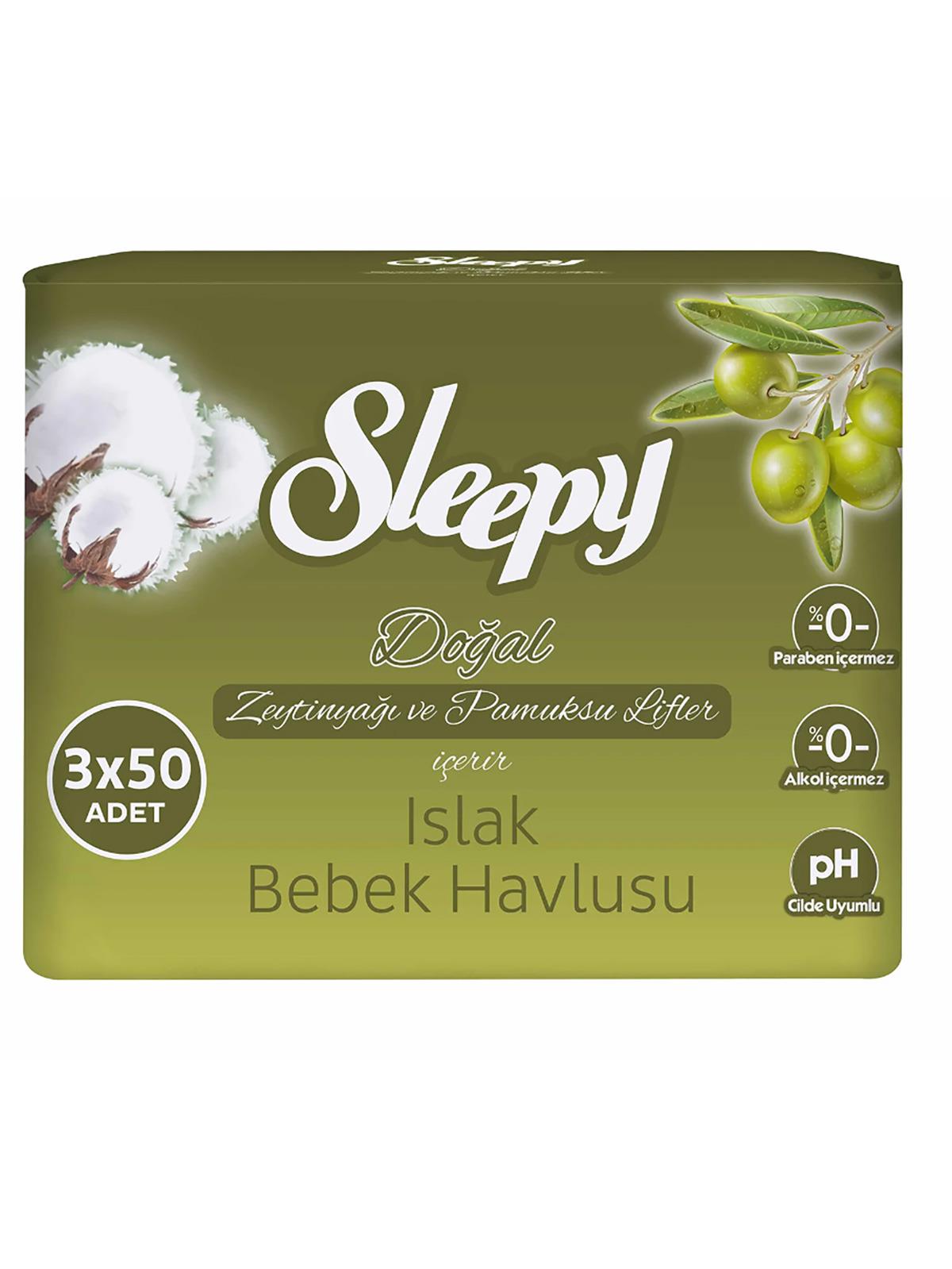 Sleepy 3x50'li Islak Havlu Zeytinyağı Ve Pamuksu Lifler