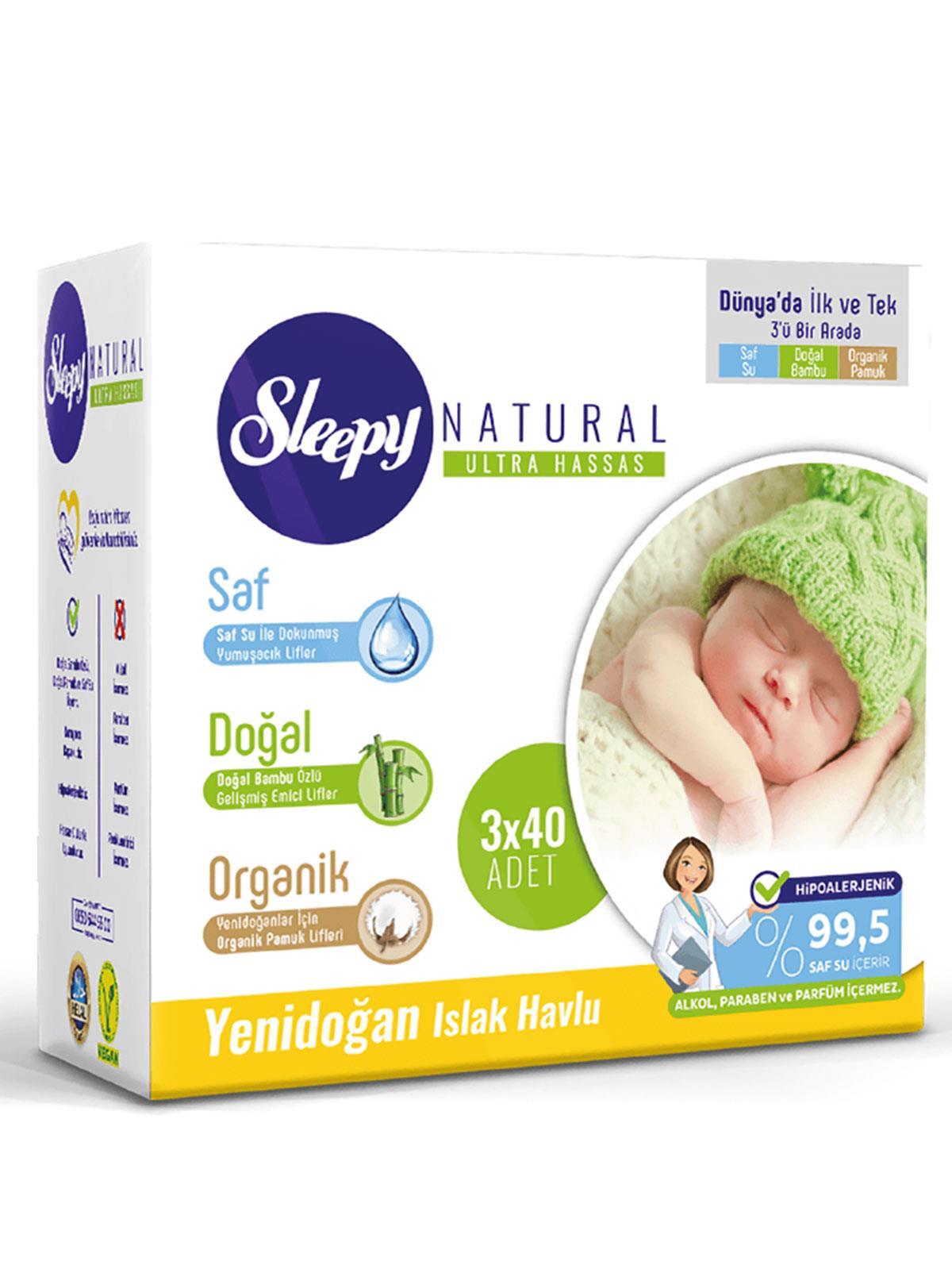 Sleepy Natural Yenidoğan Islak Havlu 3x40 Adet