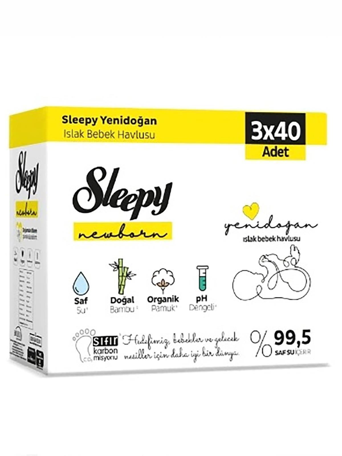 Sleepy Yenidoğan Islak Bebek Havlusu 3X40 Yaprak