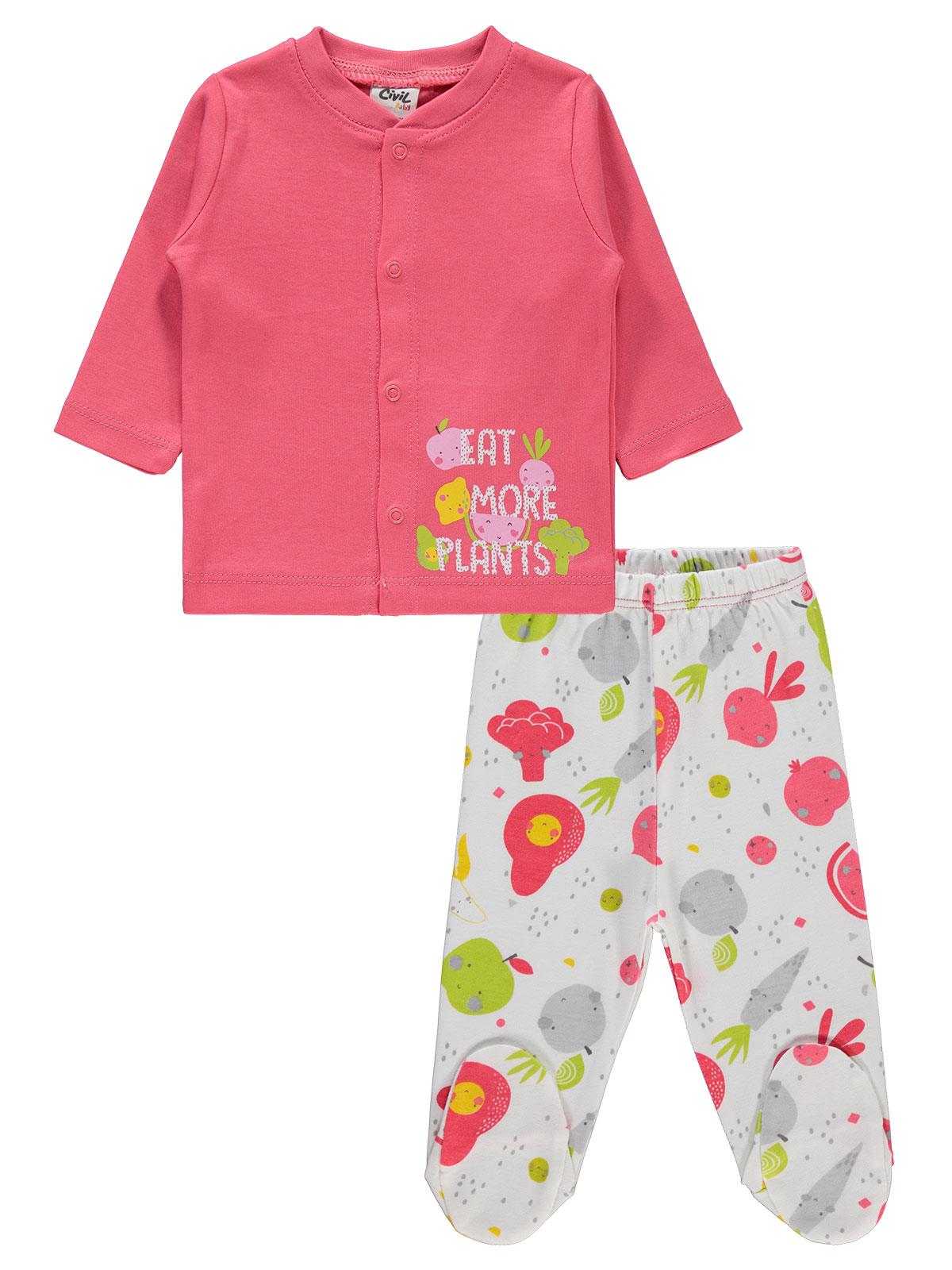 Civil Baby Kız Bebek Pijama Takımı 1-6 Ay Narçiçeği