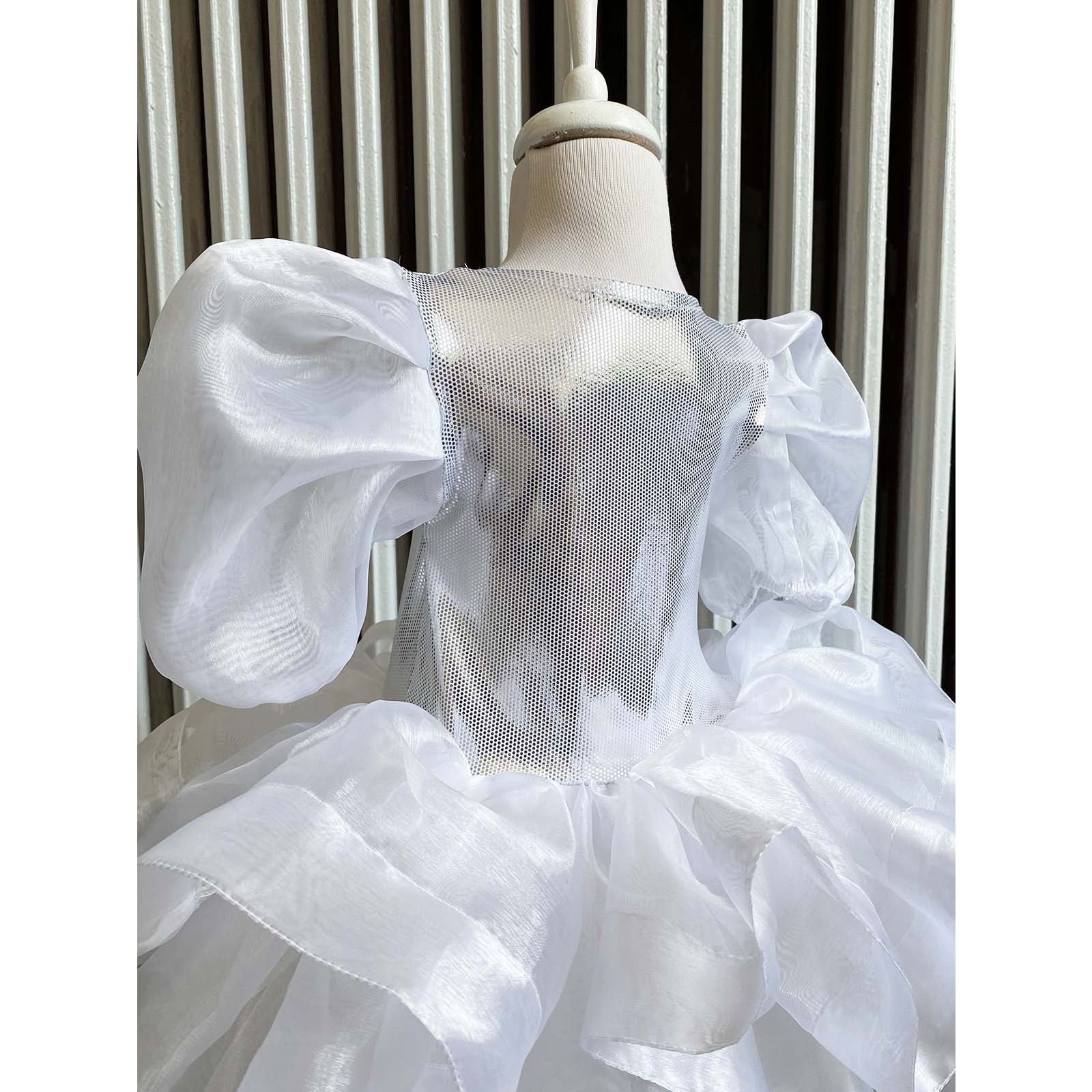 Shecco Babba Organize Bandanalı Parti Elbisesi, Doğum Günü Abiye Elbise Beyaz