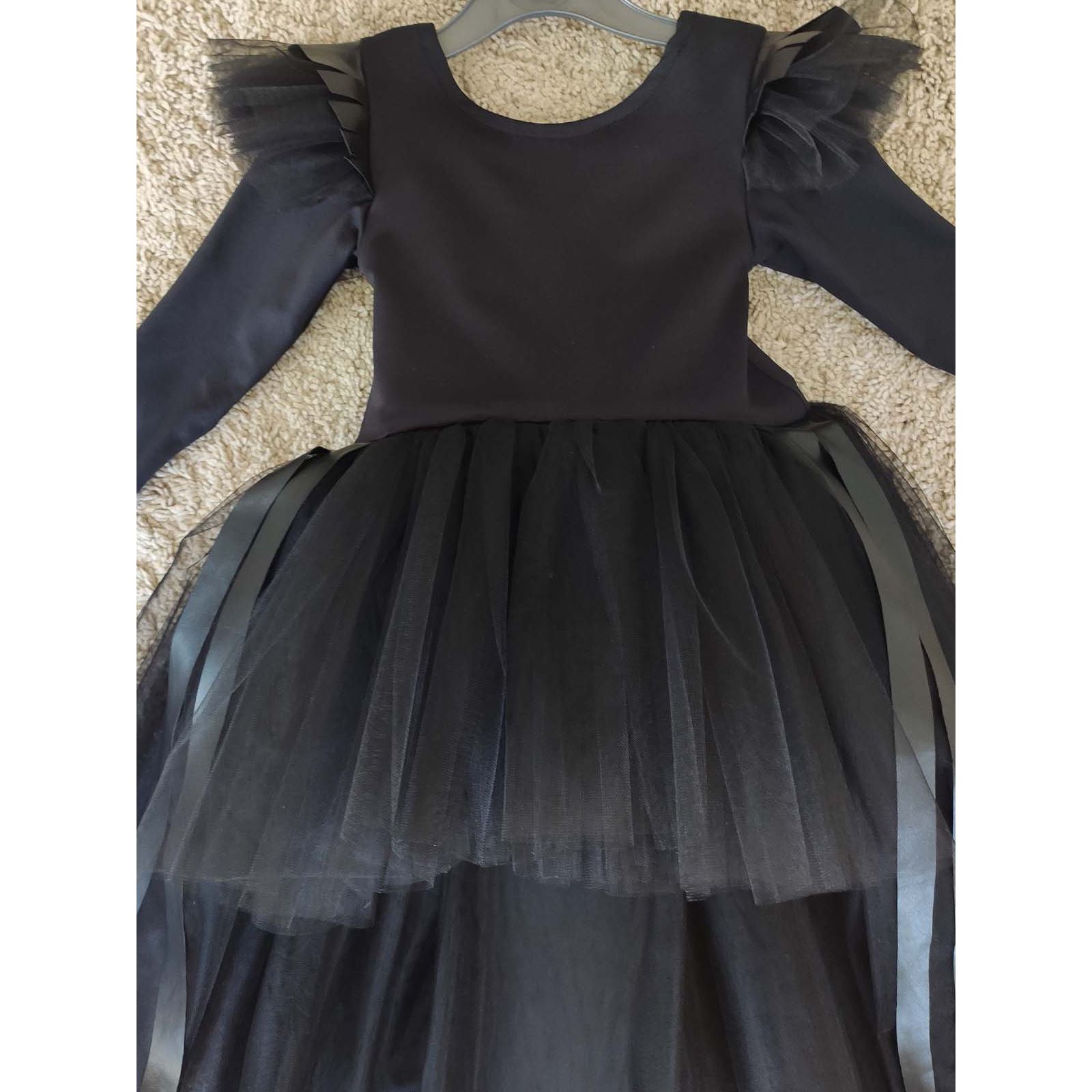 Shecco Babba Deri Detaylı Tüllü Bandanalı Abiye Elbise, Parti Elbisesi, Doğum Günü Elbisesi Siyah
