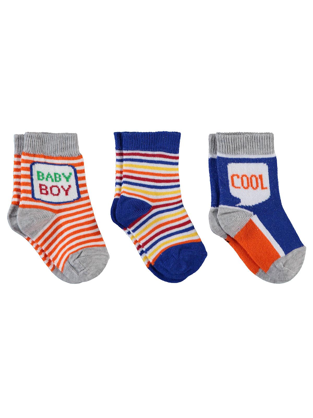 Civil Baby Erkek Bebek 3'lü Çorap Set 0-12 Ay Beyaz
