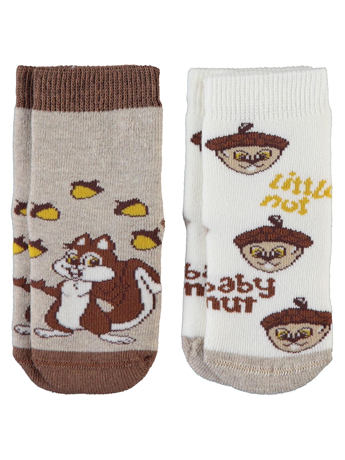 Civil Baby Erkek Bebek 2'li Havlu Çorap Set 6-18 Ay Bej