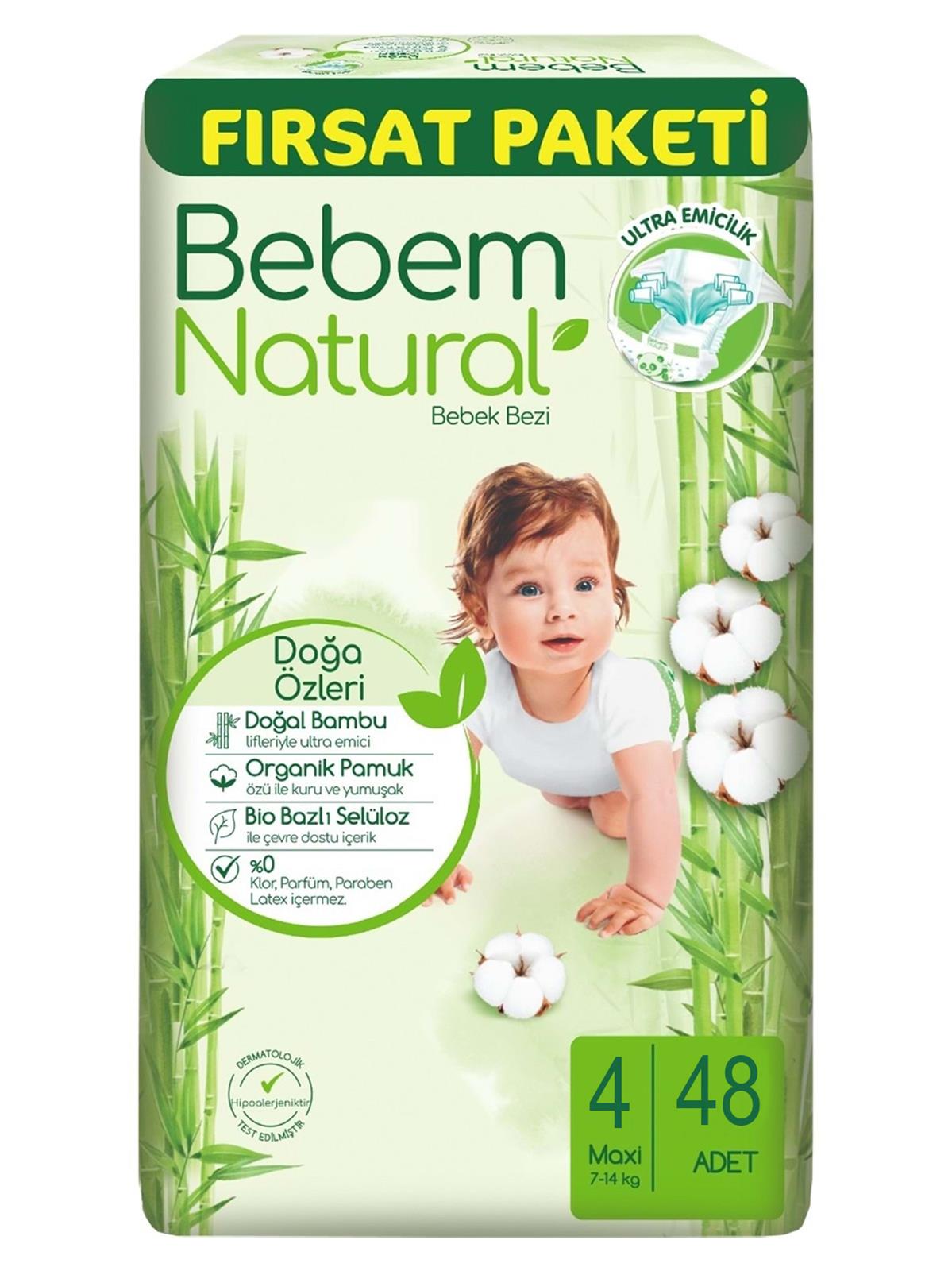 Bebem Natural Bebek Bezi 4 Beden Maxi 48 Adet