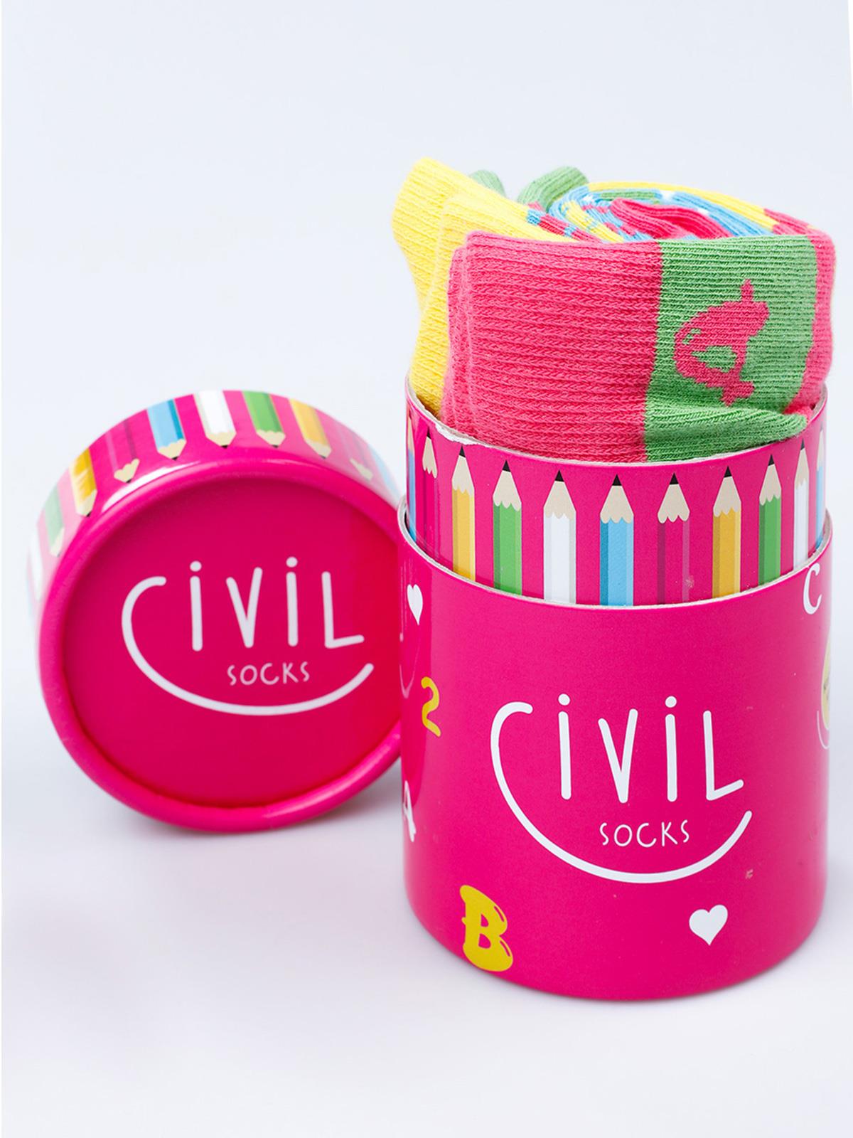 Civil Socks School Kız Çocuk 3'lü Soket Çorap 2-10 Yaş Pembe