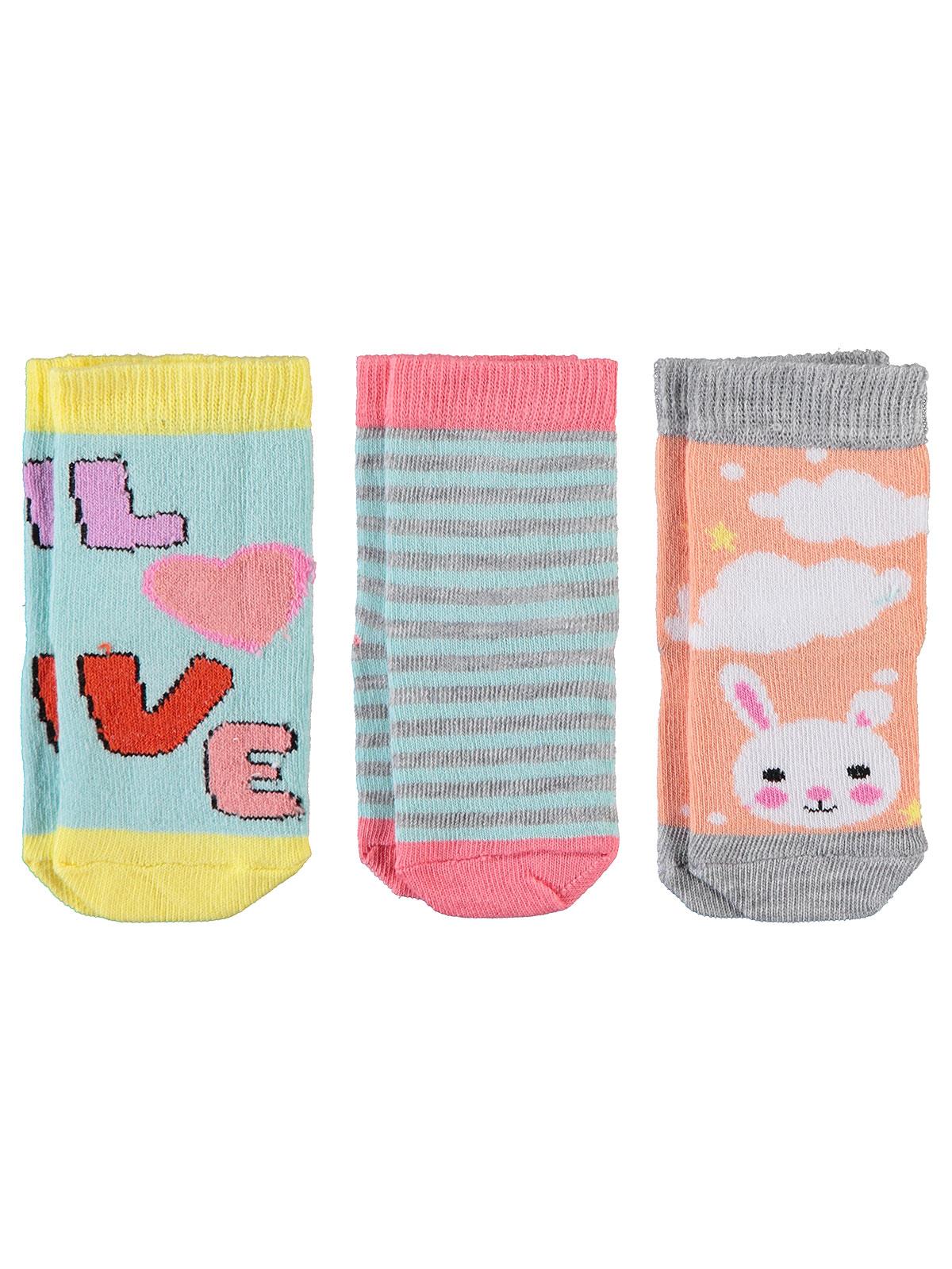 Civil Baby Kız Bebek 3'lü Çorap Set 0-12 Ay Su Yeşili