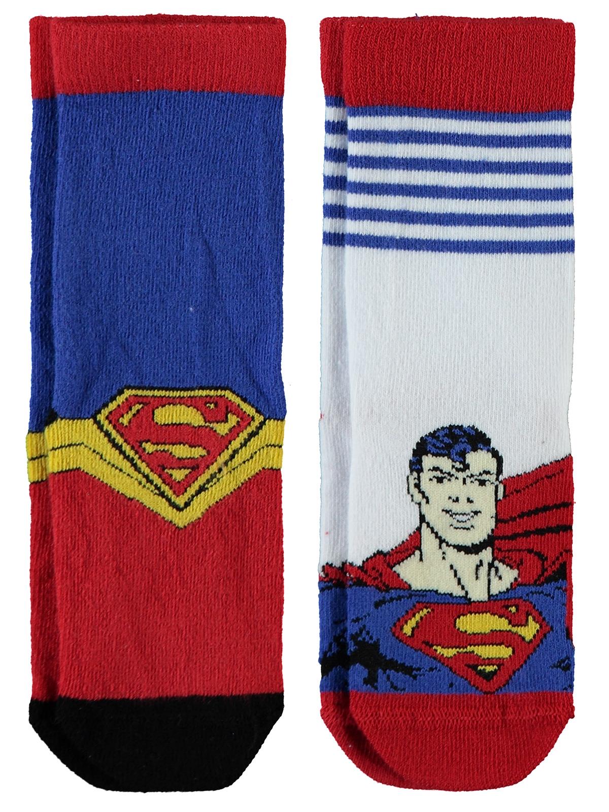 Süperman Erkek Çocuk 2'li Soket Çorap 3-11 Yaş Kırmızı