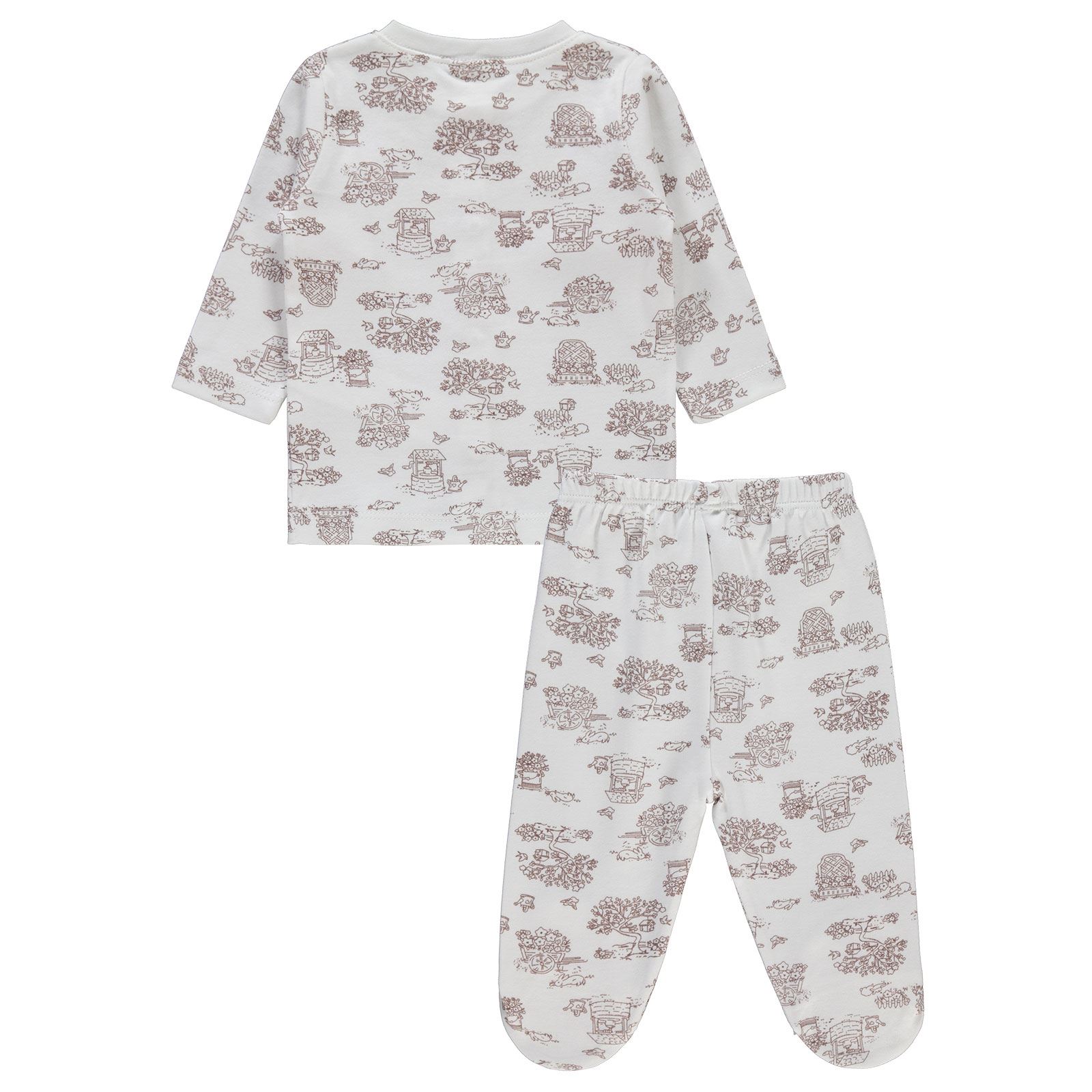 Civil Baby Kız Bebek Pijama Takımı 1-3 Ay Ekru