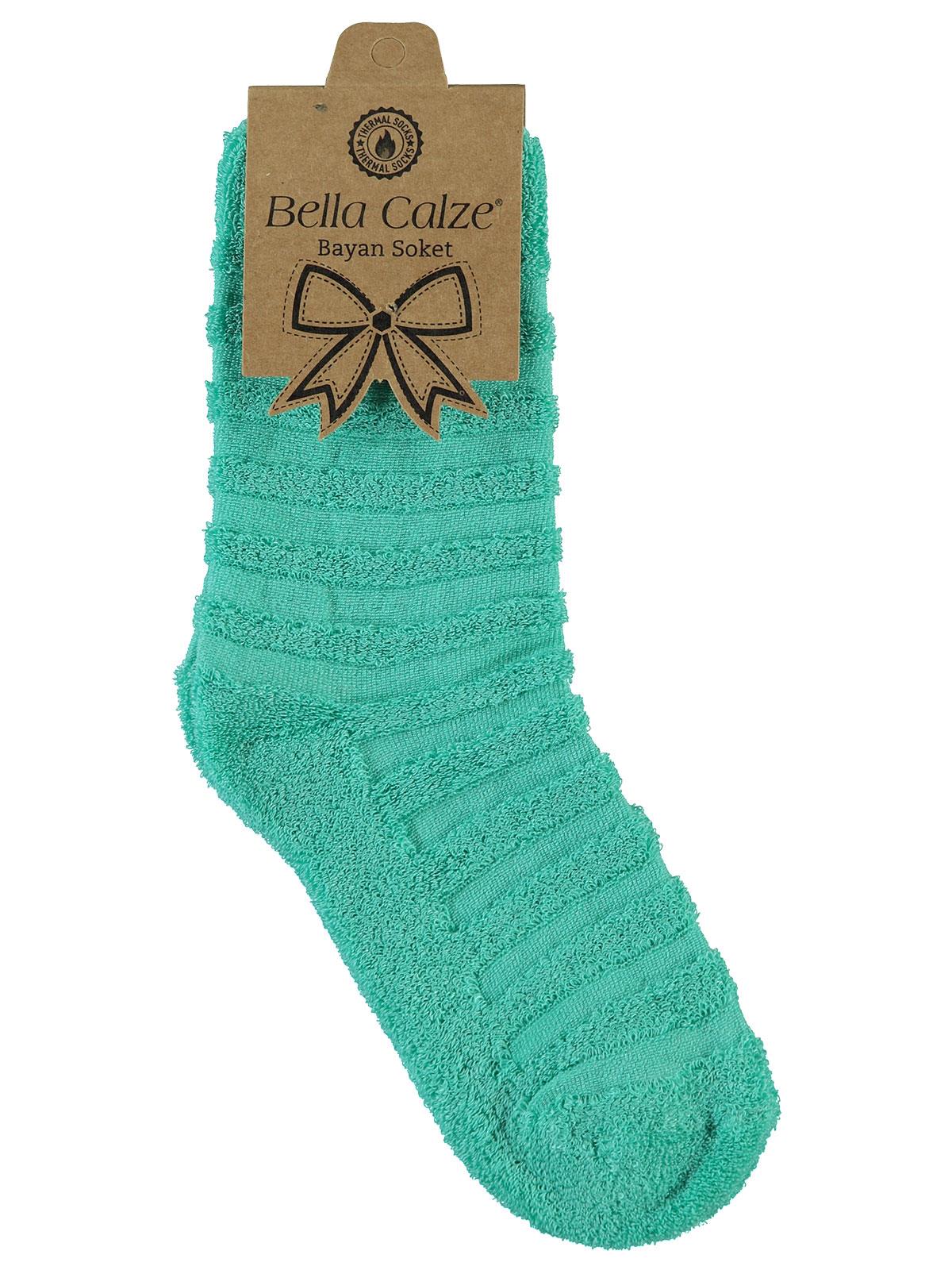 Bella Calze Kız Çocuk Ters Havlu Soket Çorap 36-40 Numara Su Yeşili