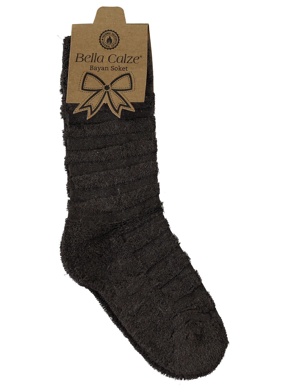 Bella Calze Kız Çocuk Ters Havlu Soket Çorap 36-40 Numara Koyu Kahverengi
